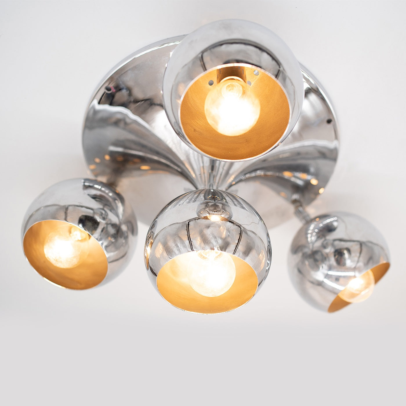 4-Light 1960 Reggiani Chromed Ceiling Lamp - Alternative view 2