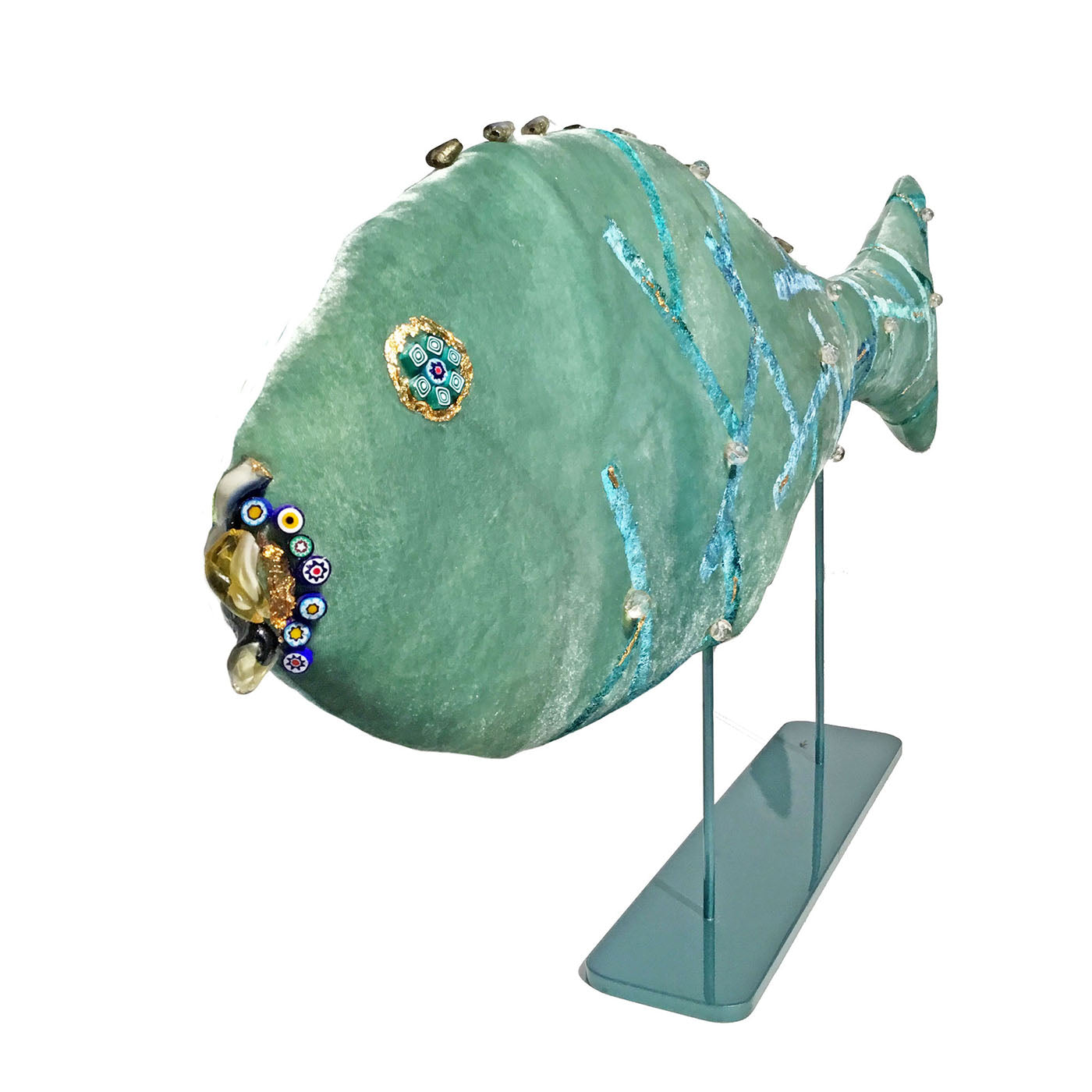 Joyful Fish Acqua Green Velvet Sculpture - Alternative view 1