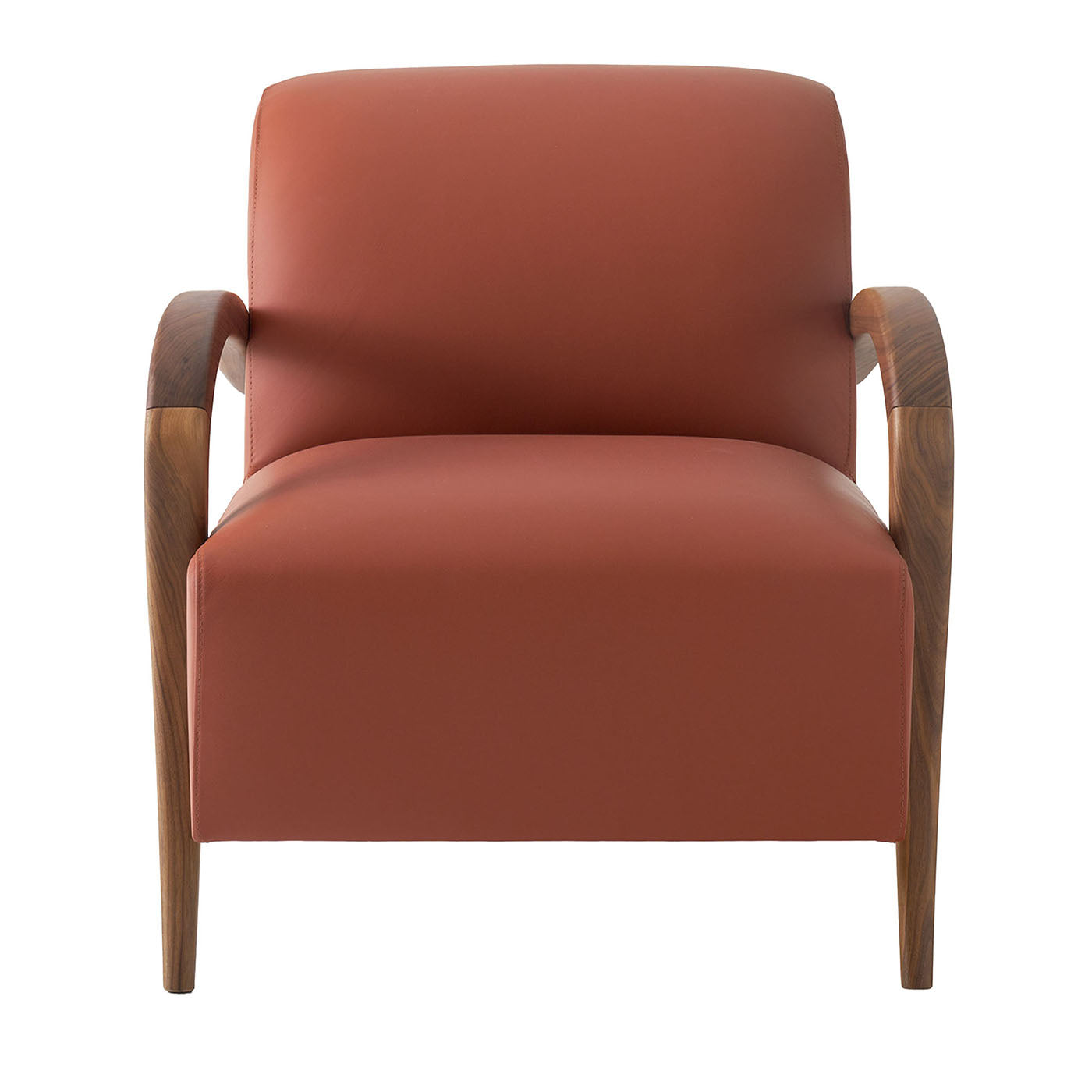 Domino Cotto Leather & Walnut Armchair - Main view