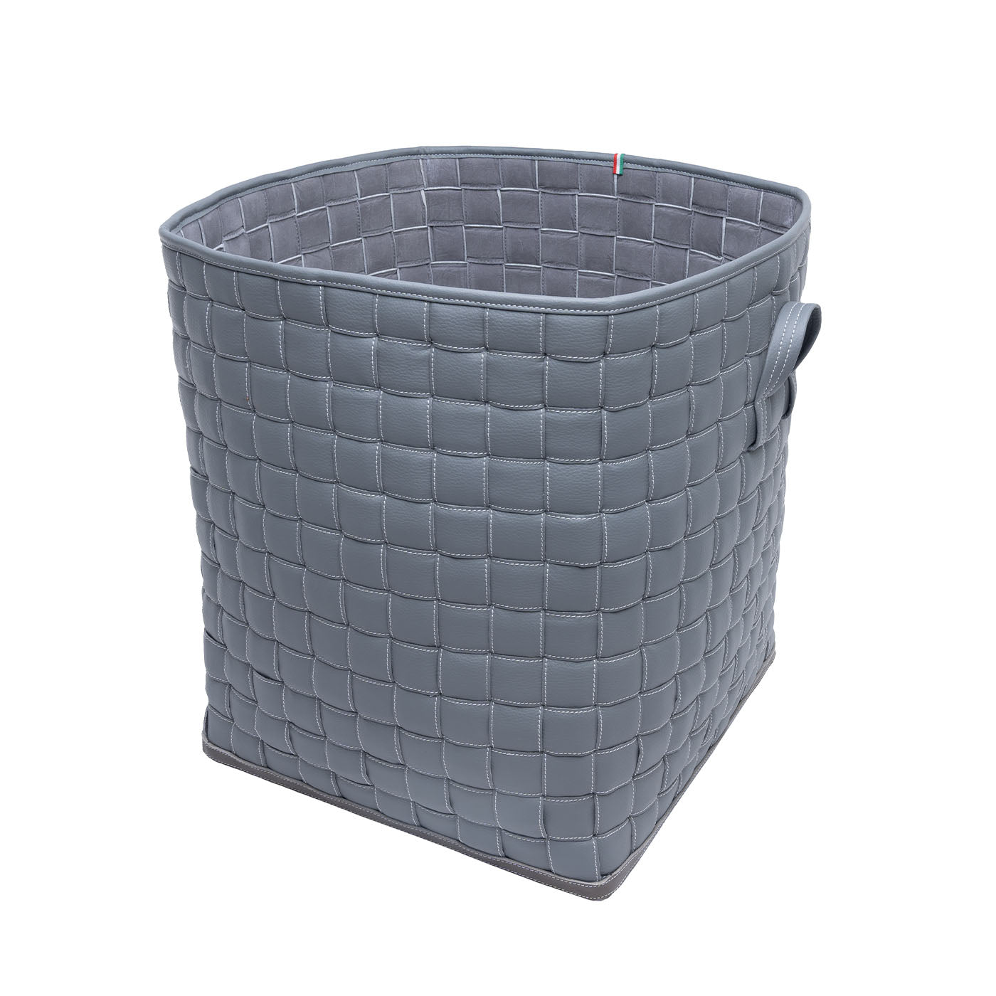 Palmarola Square Knotted Gray Faux-Leather Laundry Basket - Alternative view 2