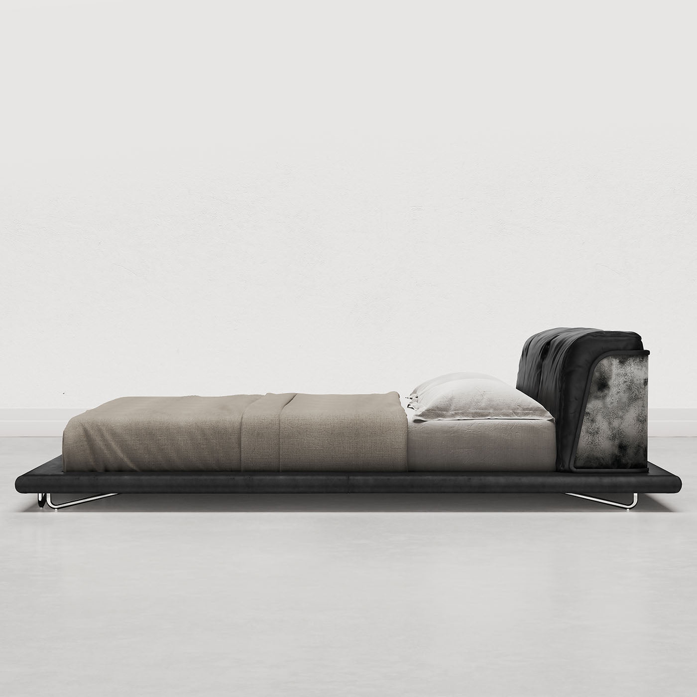 Saint Germain Timeless Leather And Raw Silver Metal Frame Bed - Alternative view 3