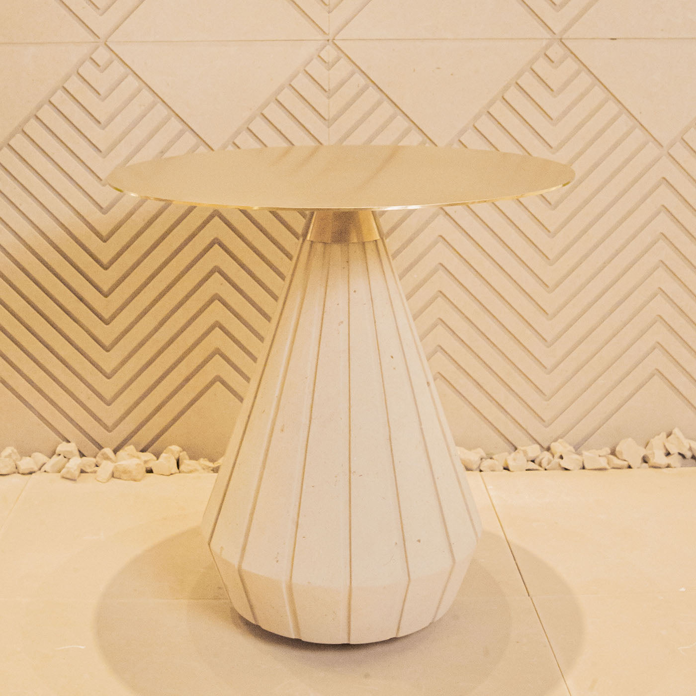 Rigo Beige Lecce Limestone Side Table by Apospersano - Alternative view 1