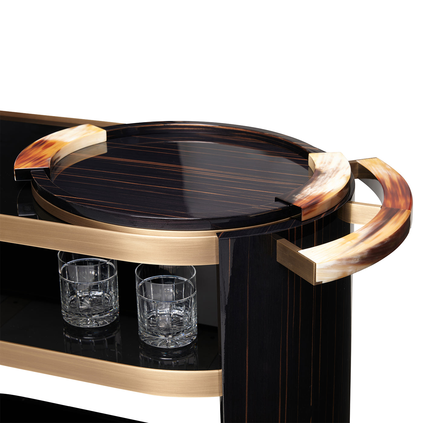 Alfred Glossy Ebony Wood With Horn Details Serving Table - Alternative view 2