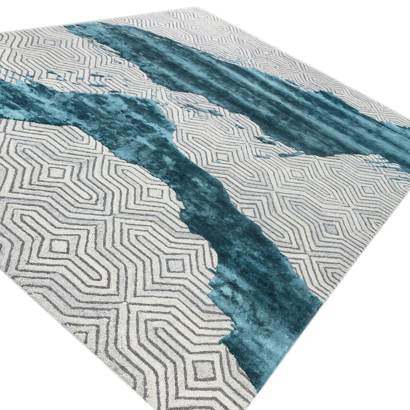 Moonlit Ripples Snow White & Capri Hand Tufted Rug - Alternative view 2