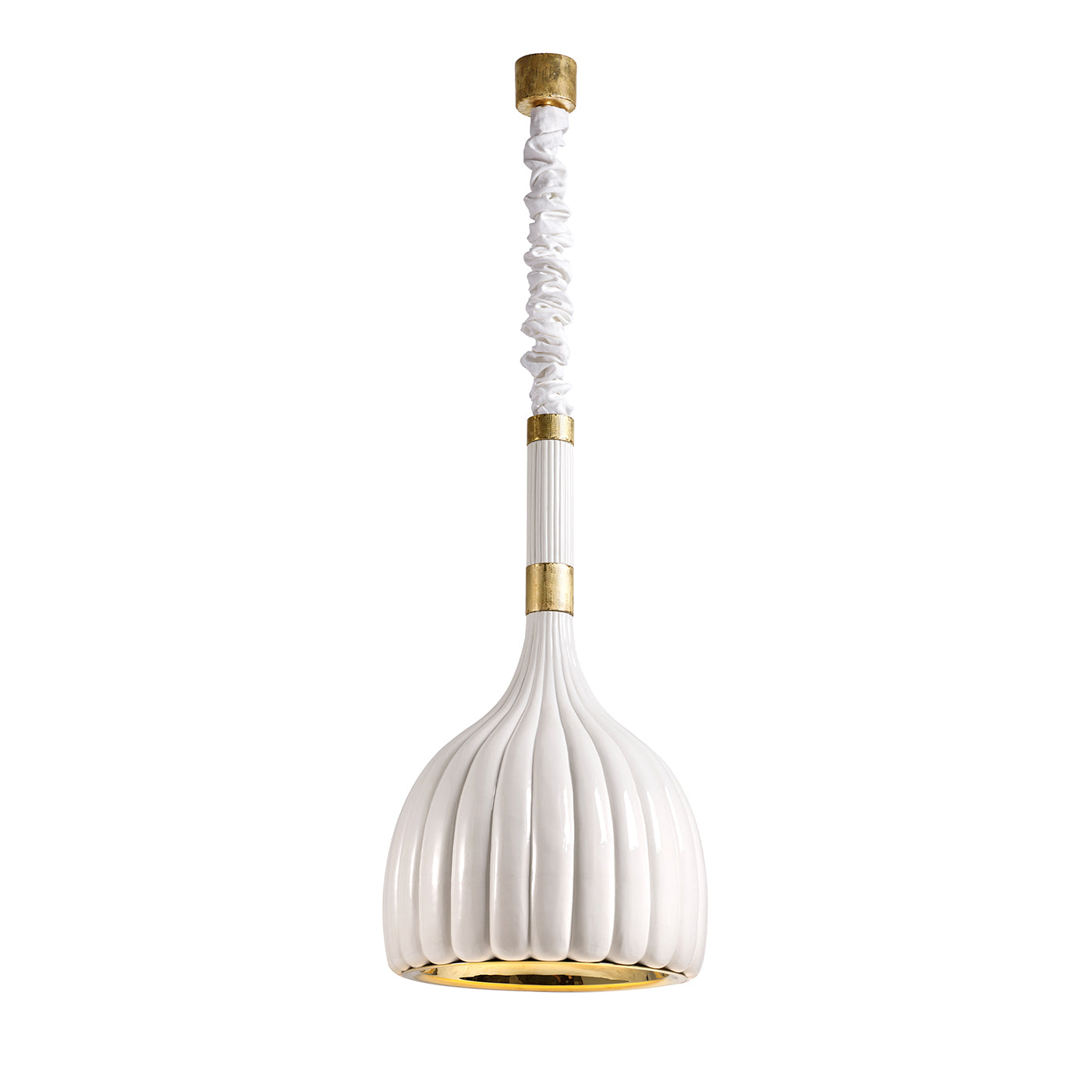 Lámpara colgante de cerámica blanca festoneada - Vista principal