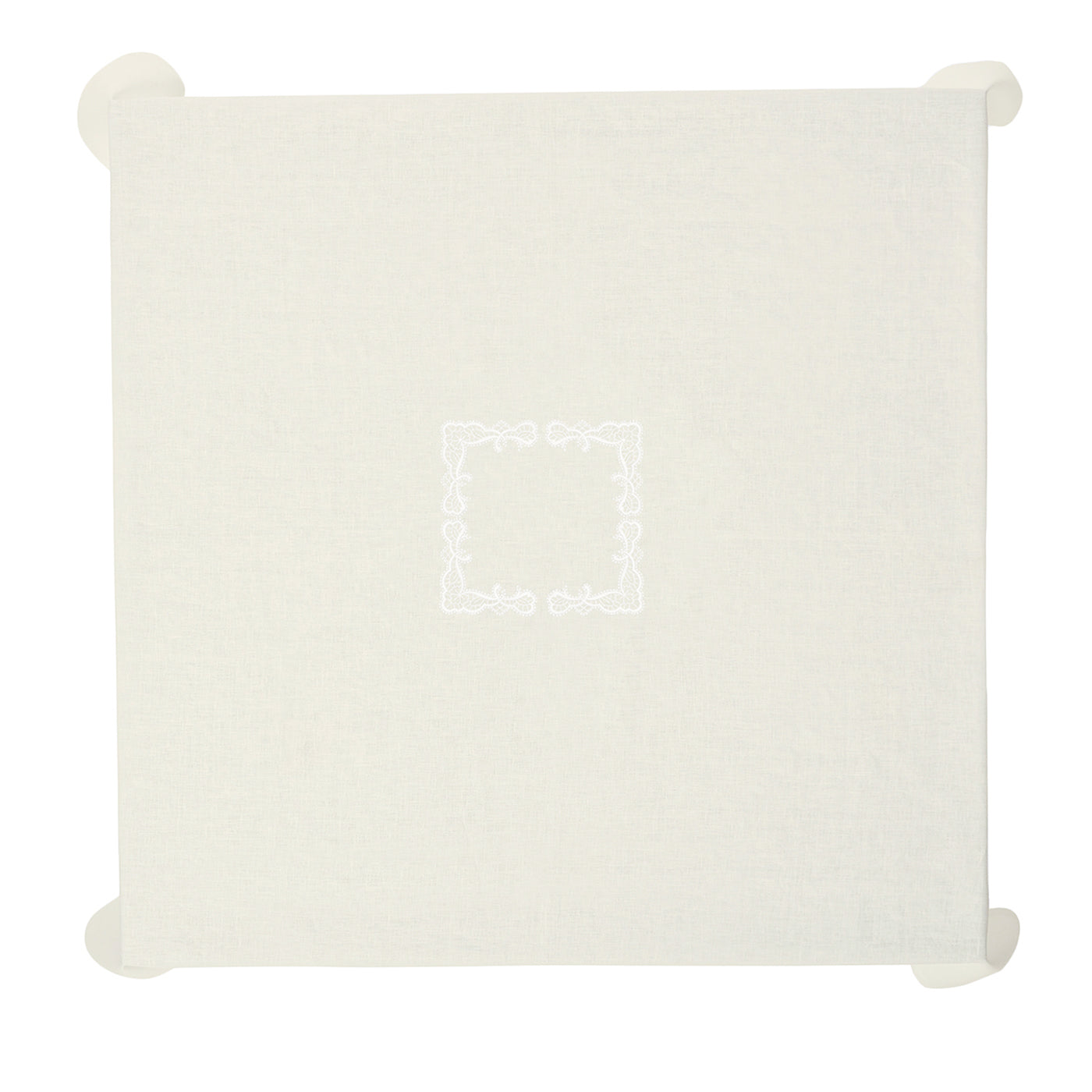 Rinascimento Beige-Embroidered Square Linen Tablecloth - Main view