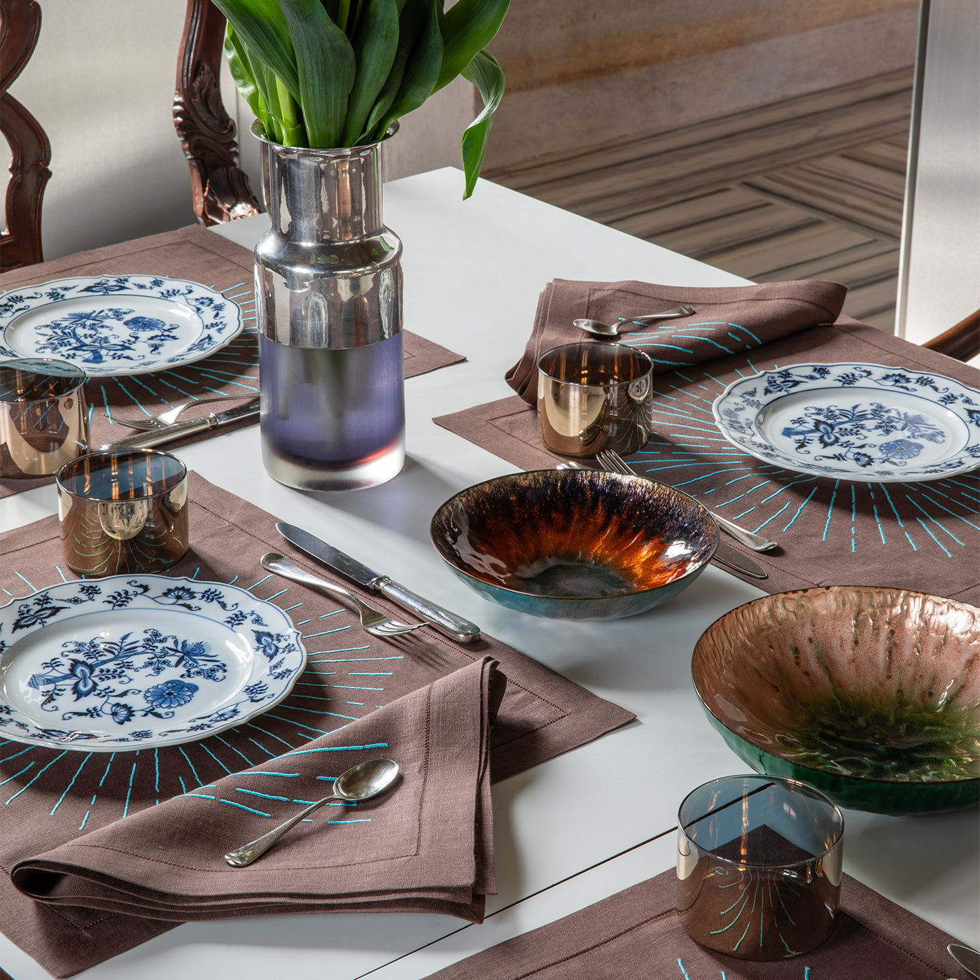 LUCE Set of Noce & Turquoise Placemat and Napkin - Alternative view 2