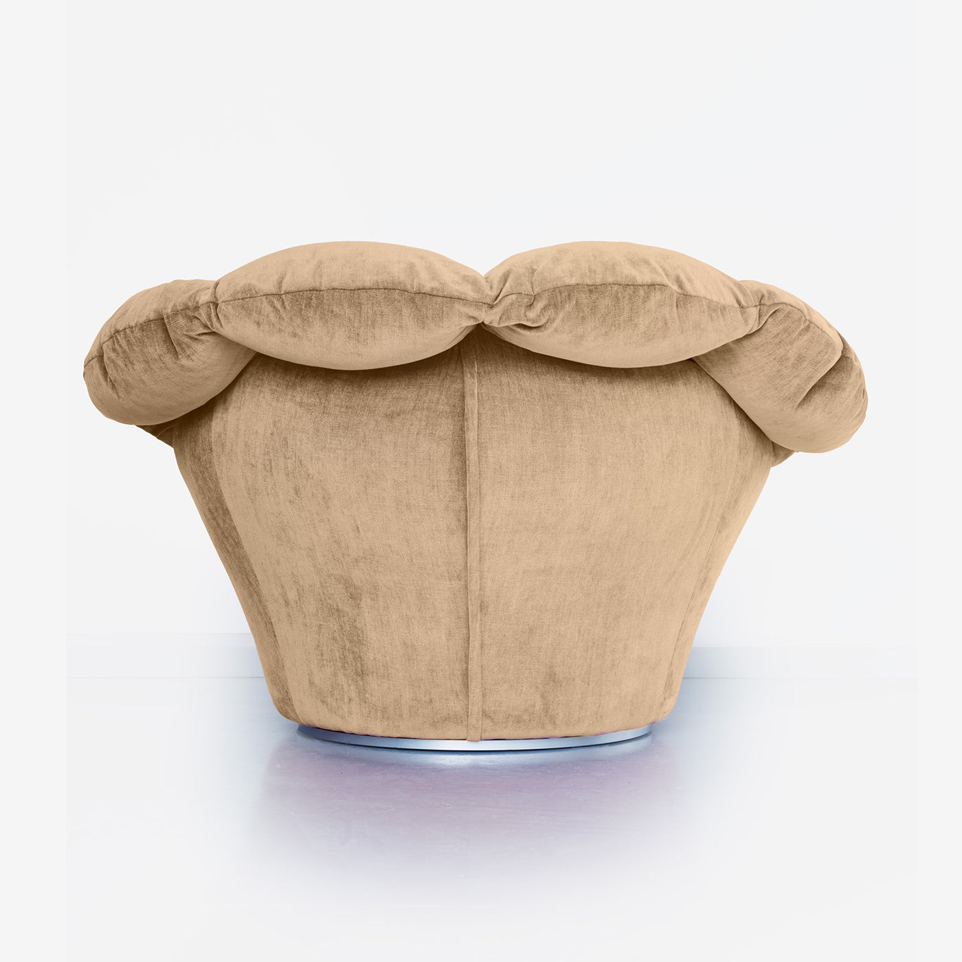 Twelve Round Caramel Beige Velvet Armchair - Alternative view 3