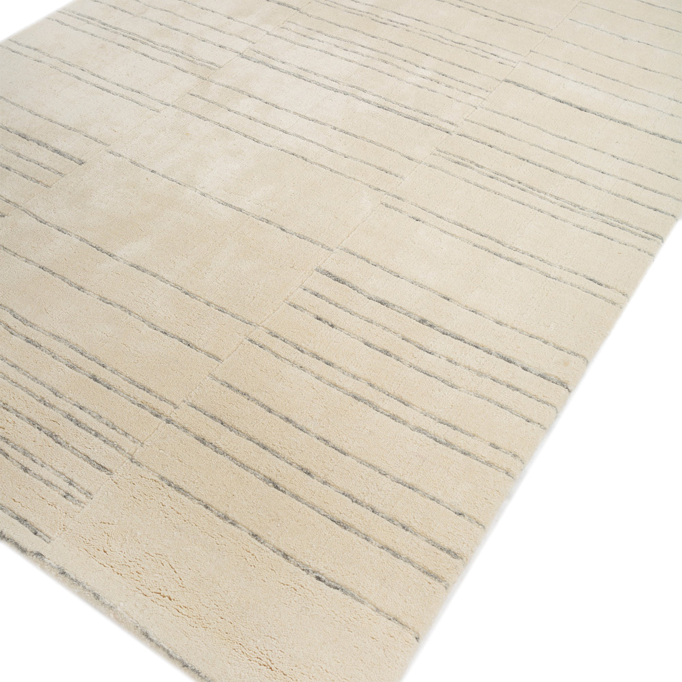 Linear Luxury White &amp; Silver Birch Hand Loom Rug (tapis de luxe en bouleau blanc et argenté) - Vue alternative 1