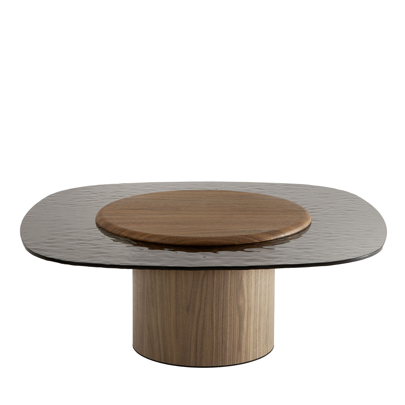 Egg Alto Coffee Table with Canaletto Walnut Base & Top + Glass - Main view
