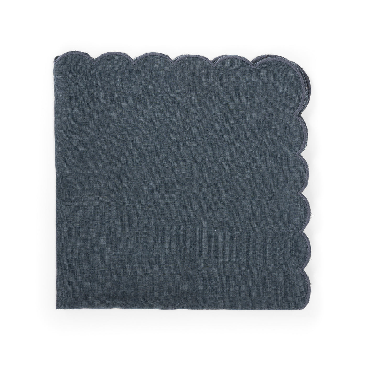 Set de 4 serviettes festonnées bleues  - Vue alternative 2