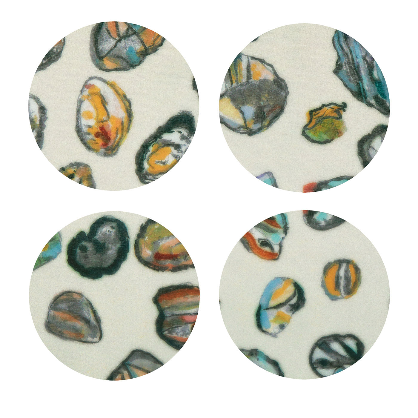 Pebbles Set de 8 sous-verres polychromes tachetés - Vue principale