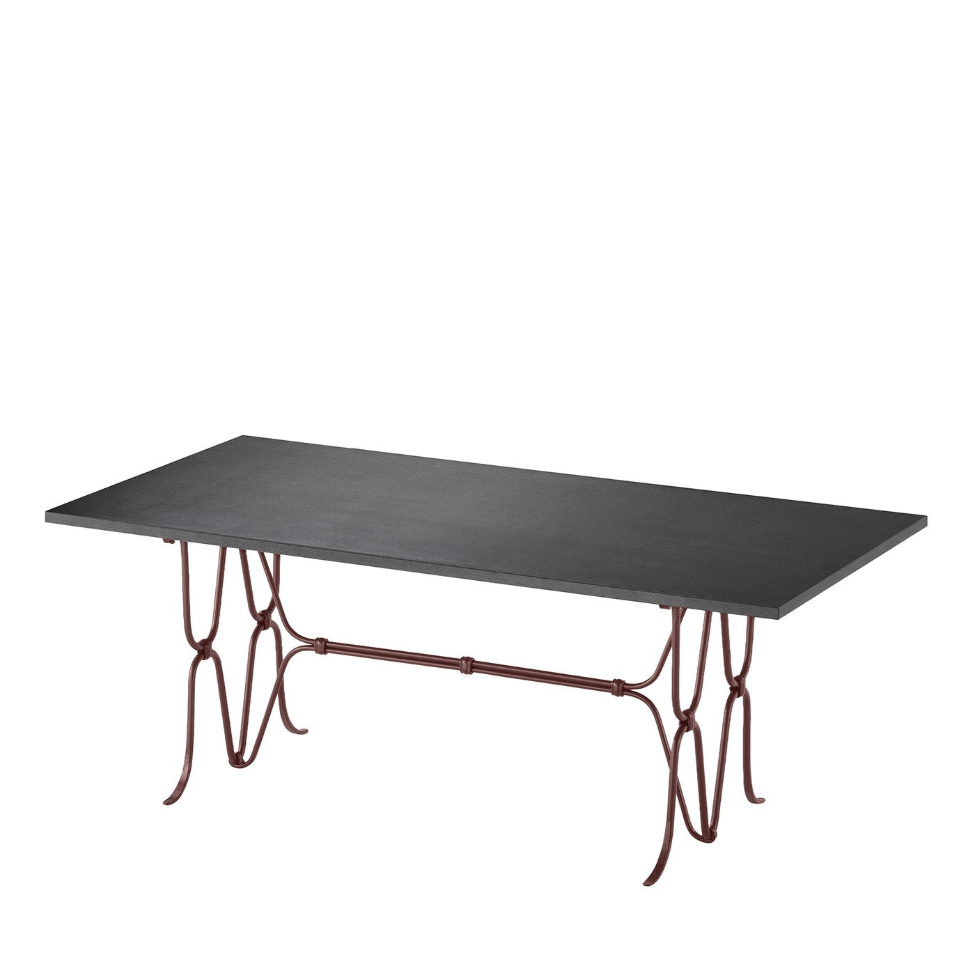 Ligare Table rectangulaire en pierre de lave et fer forgé brun - Vue principale