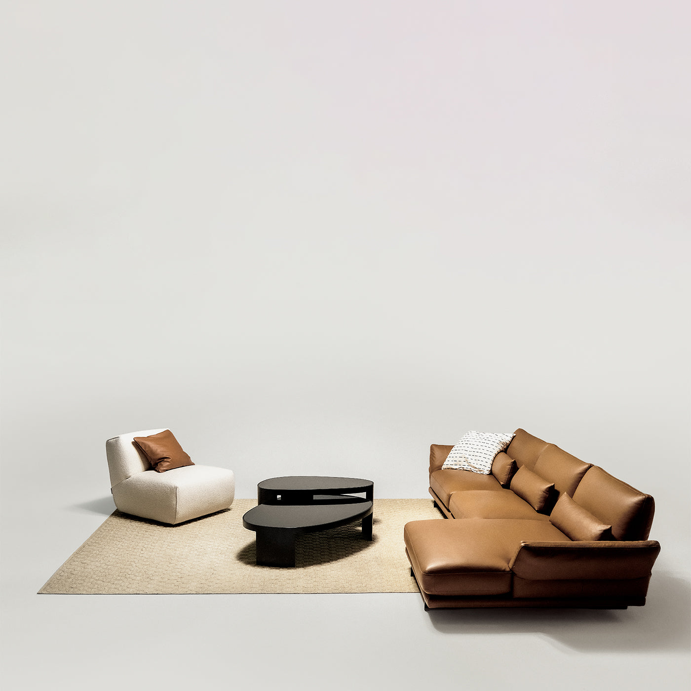 Canapé en cuir 3 modules Beverly par Ludovica + Roberto Palomba - Vue alternative 2