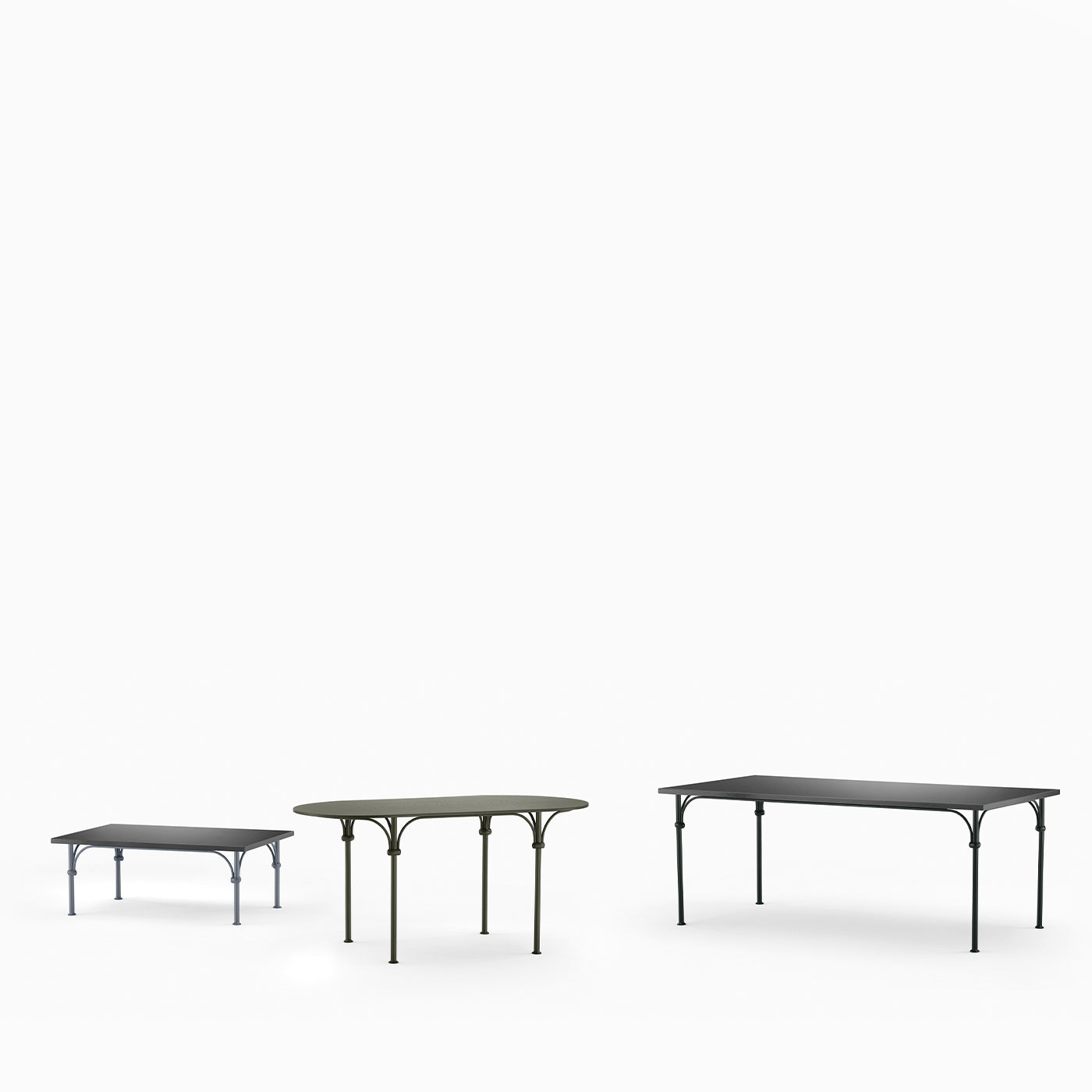 Tavolario Table grise à plateau en pierre de lave et fer forgé - Vue alternative 1