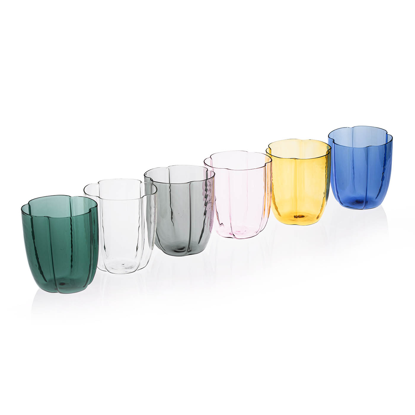 Juego de 4 vasos de agua transparentes con pétalos - Vista alternativa 1
