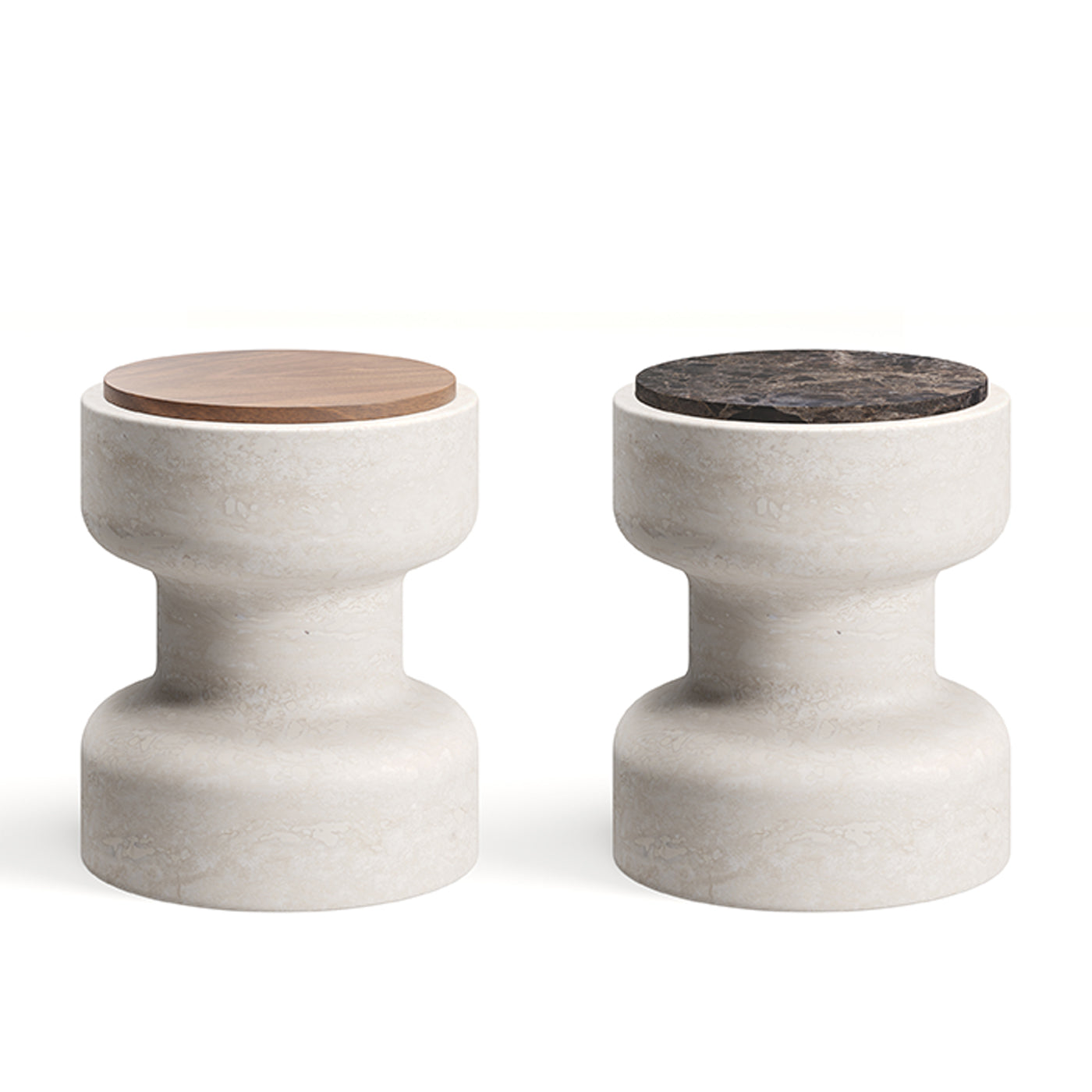 Tivoli Stool in travertine and marble by Ivan Colominas - Alternative view 1