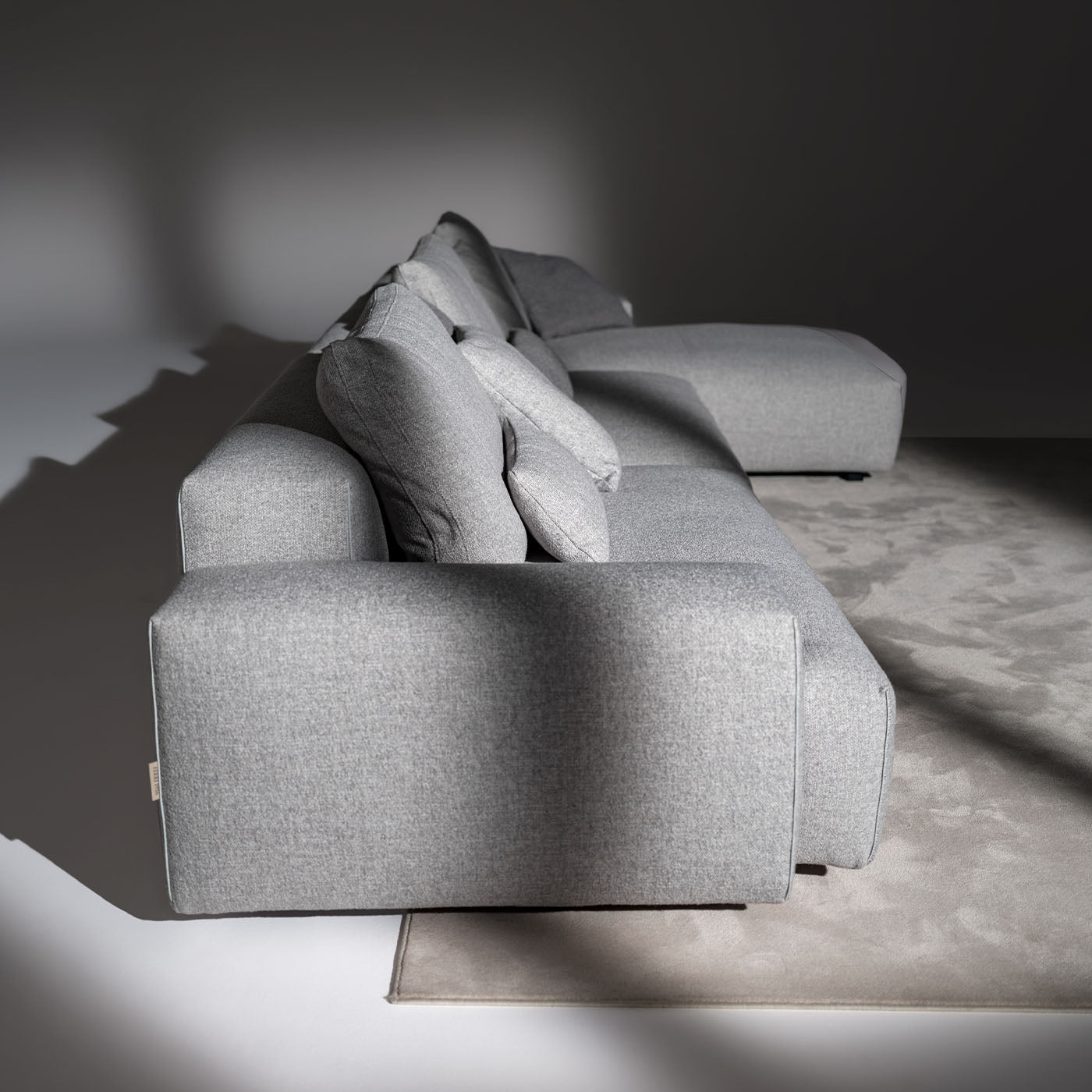Sofá en L con chaise longue en tejido gris Panamá - Vista alternativa 4