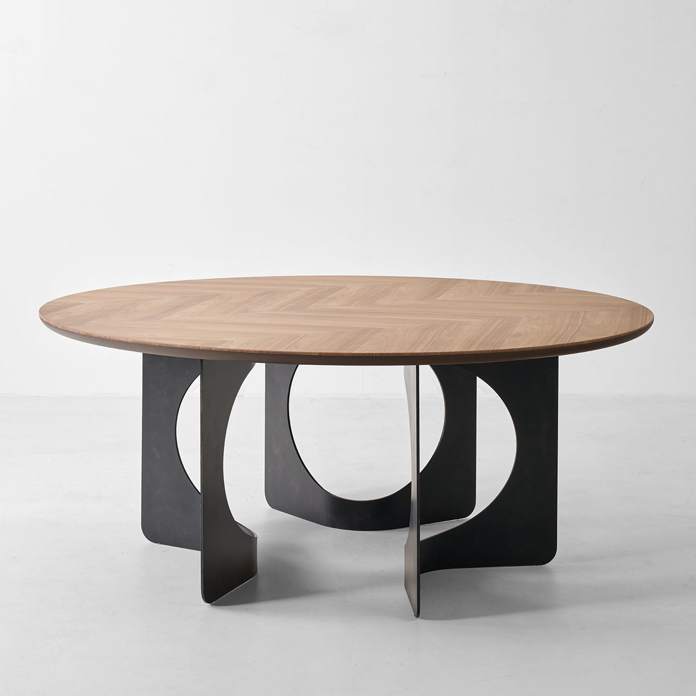 Hole Walnut Wood Round Dining Table - Alternative view 1