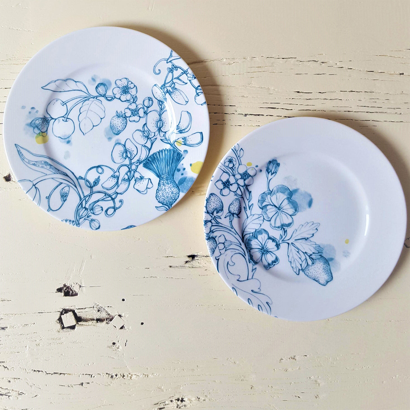 set of 2 Blue Summer dessert plates #1 - Alternative view 2