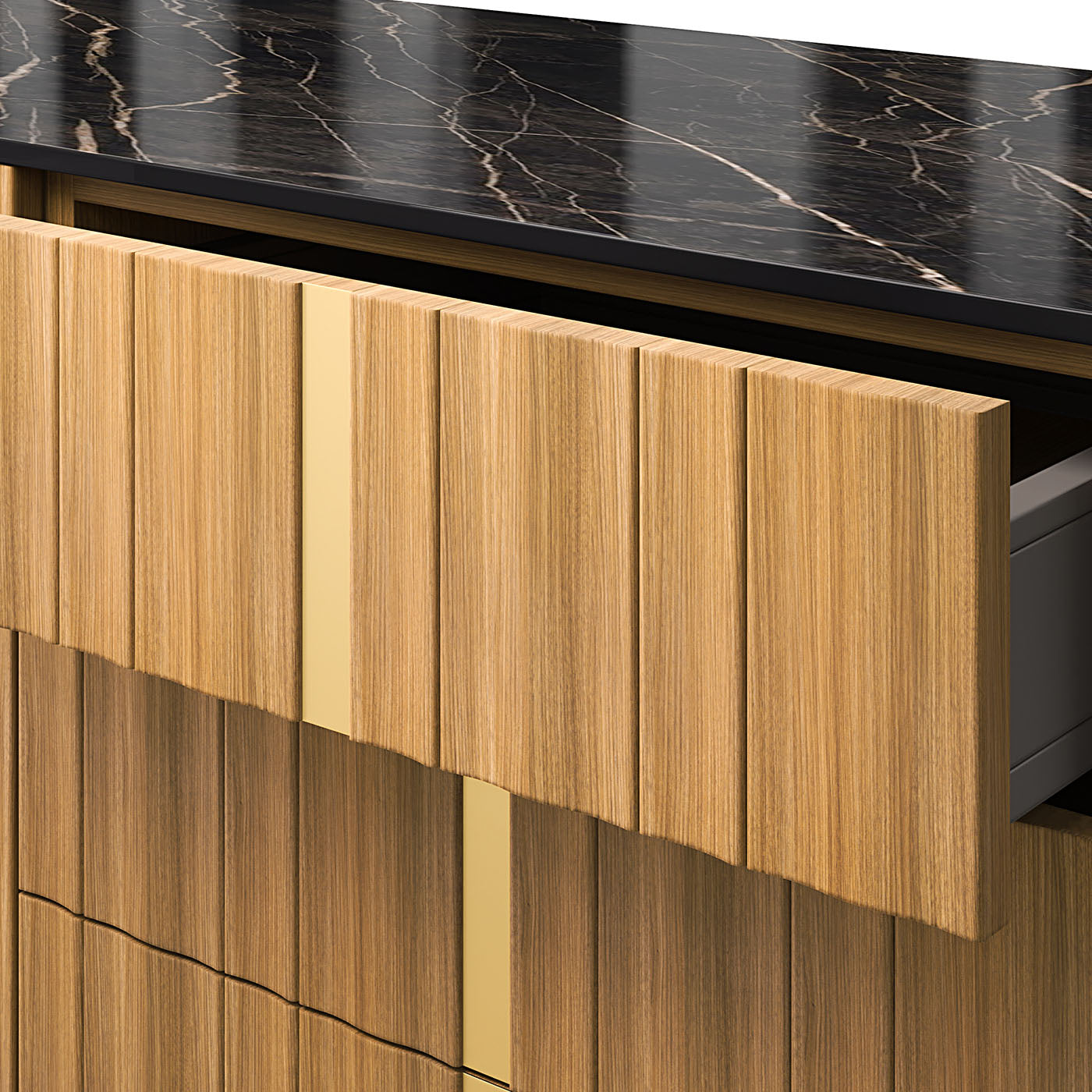 Solferino natural walnut top Laminam Gres Noir doors Carbalho sideboard - Alternative view 2