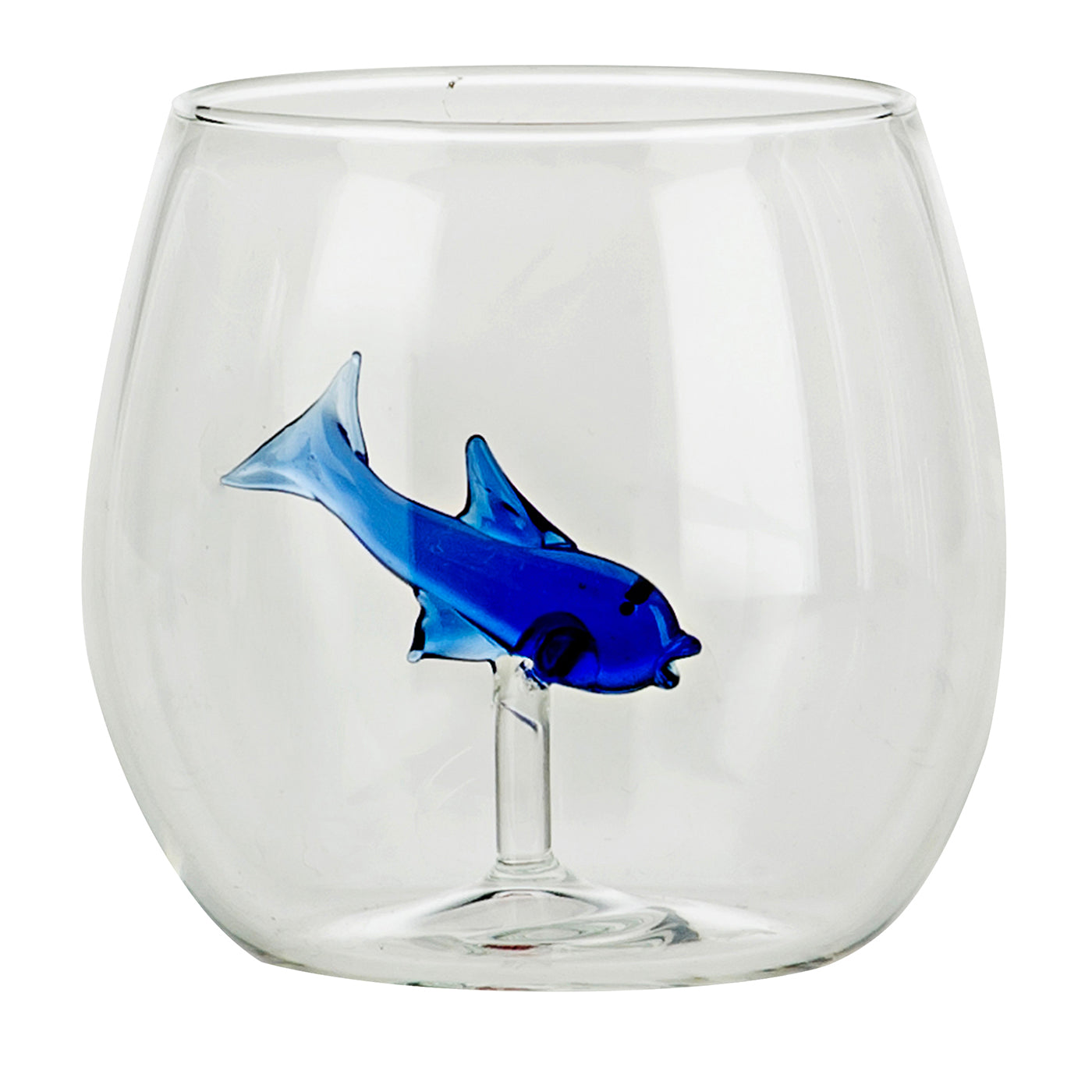 Set of Four Rounded Little Blue Fish Glasses - Main view