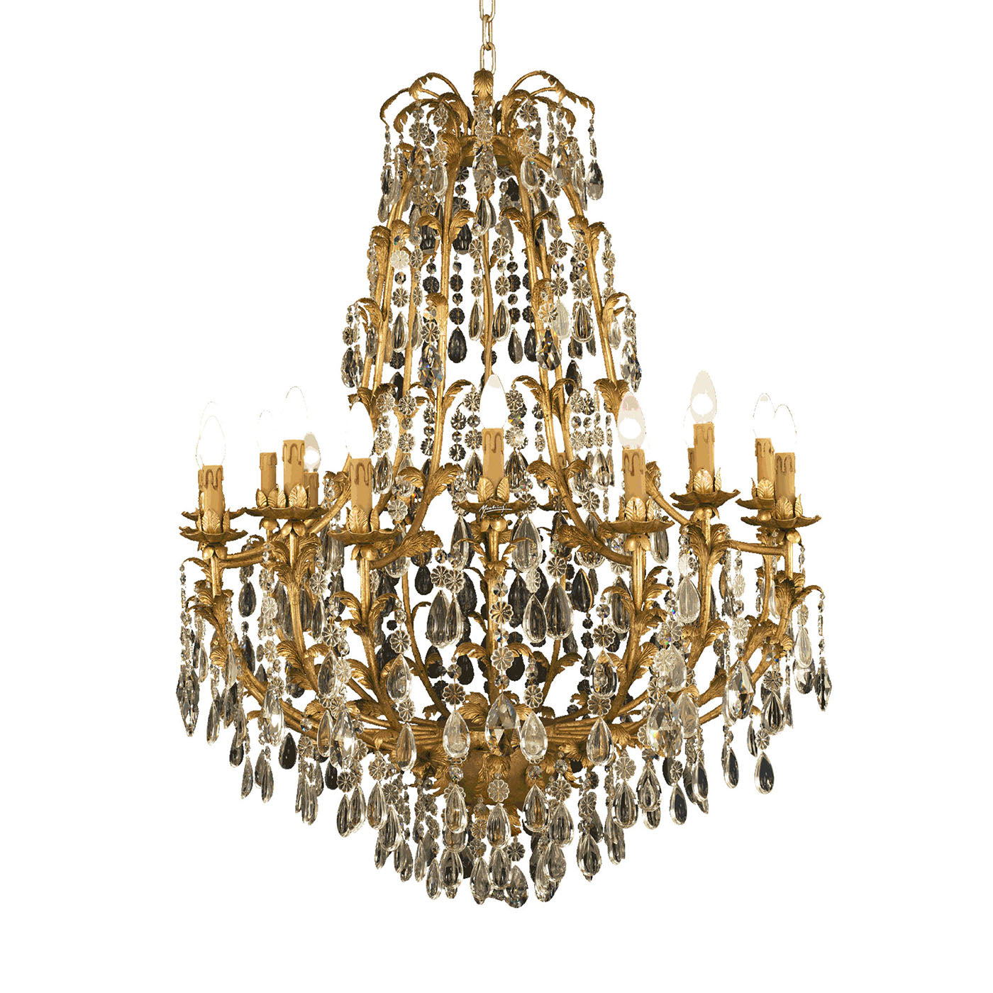 251 18-Light Gold & Crystal Chandelier