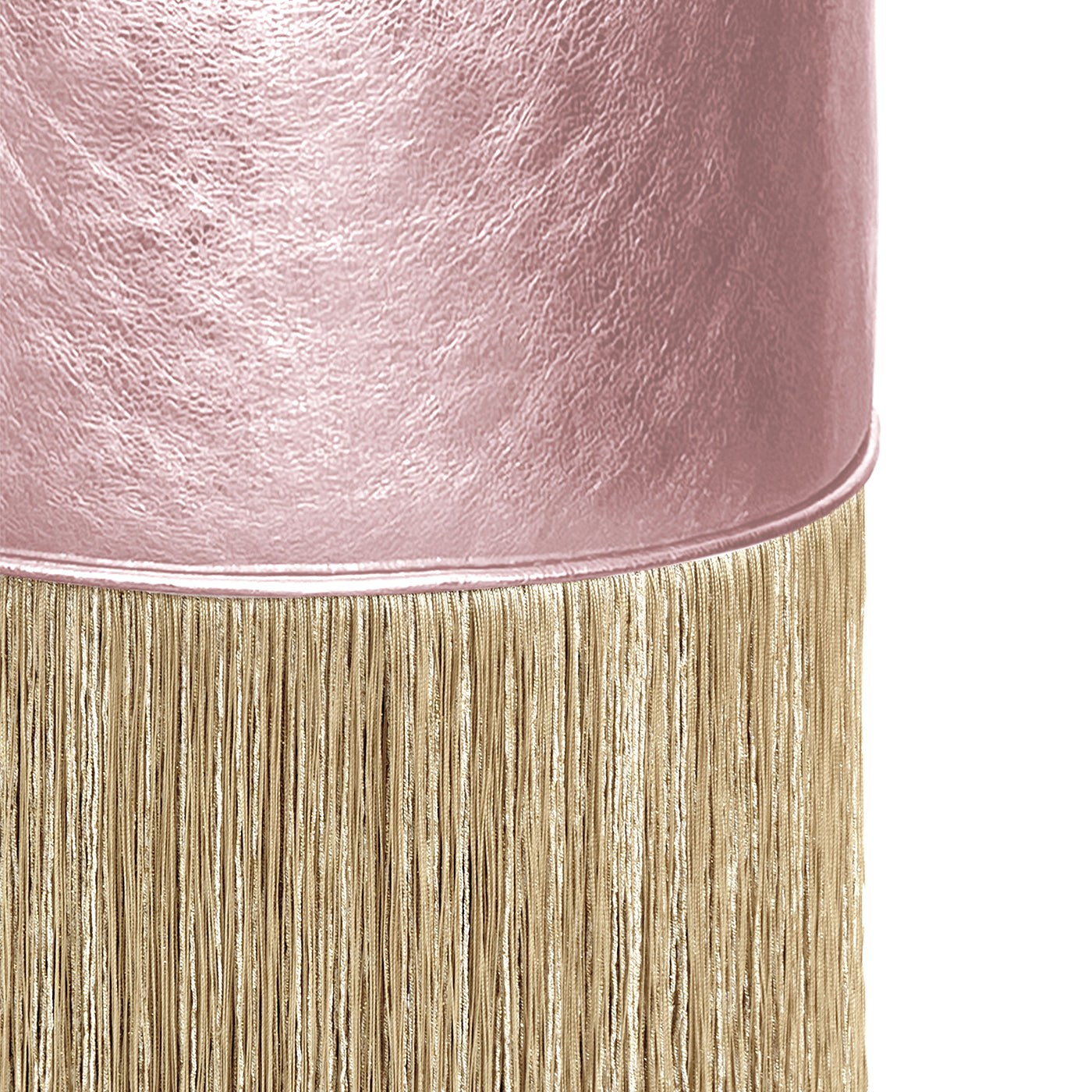 Puf de flecos dorados en piel rosa brillante de Lorenza Bozzoli - Vista alternativa 1