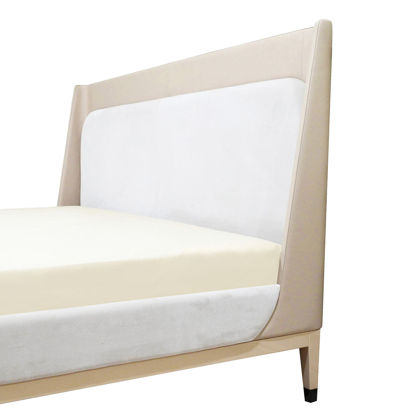 Italian Bed Upholstered Nubuck and Velvet with Wooden Legs - Alternative view 2