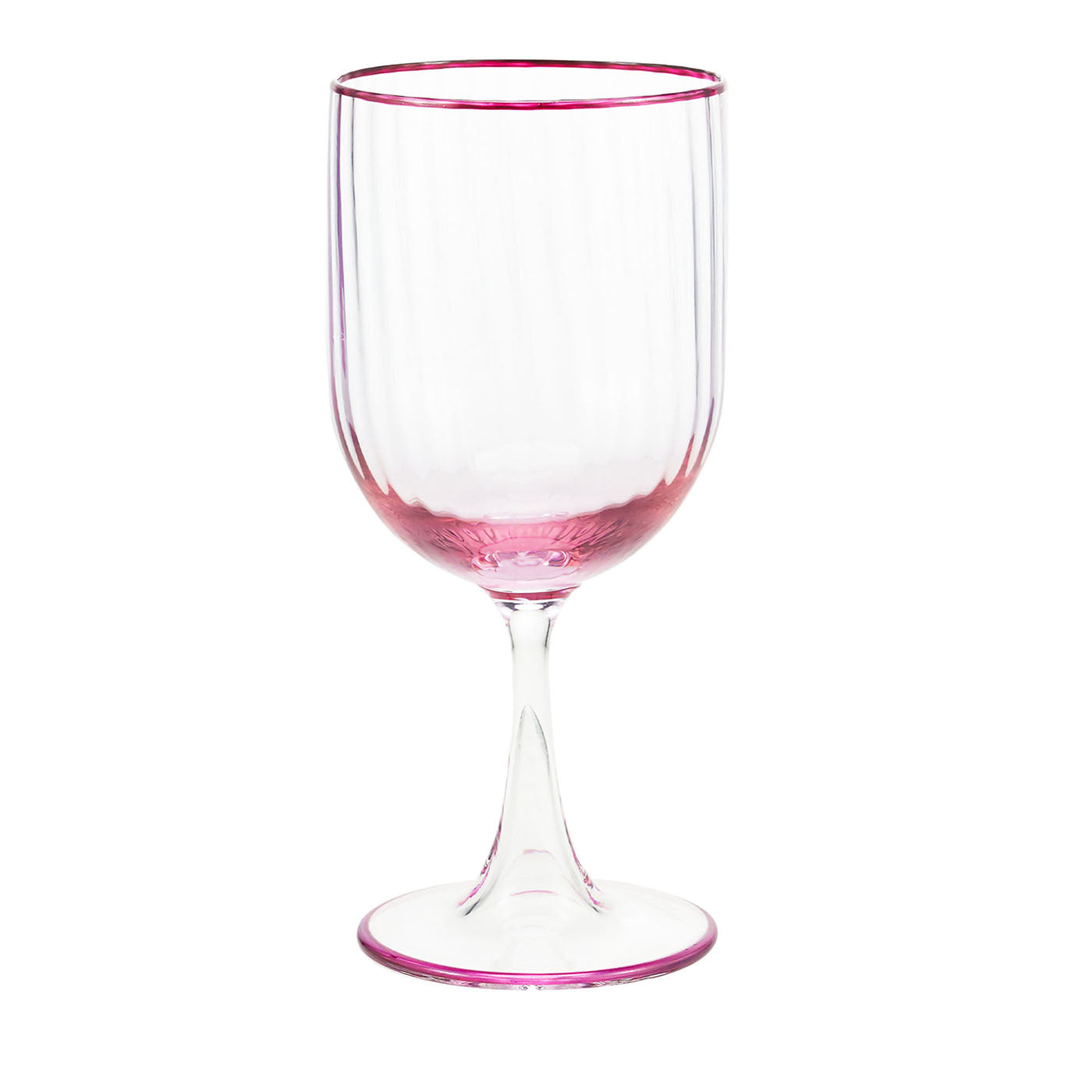 Set di due bicchieri da vino bianchi ametista e rosa soffiati a bocca - Vista principale