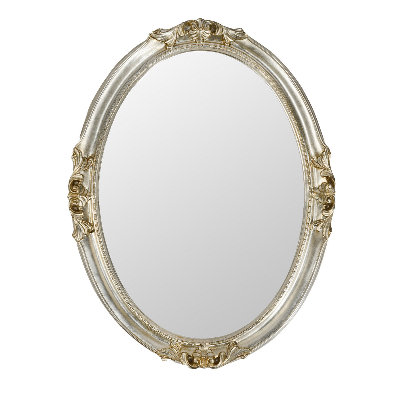 Brigitte Oval Antiqued Silver Leaf Mirror - Main view