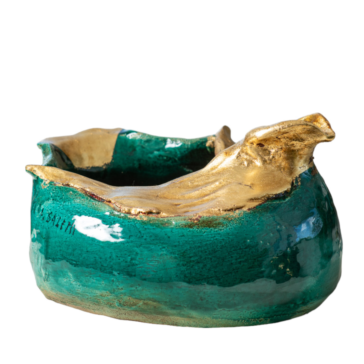 La Colomba Della Pace Verdigris & Gold-Leaf Ceramic Centerpiece - Alternative view 2