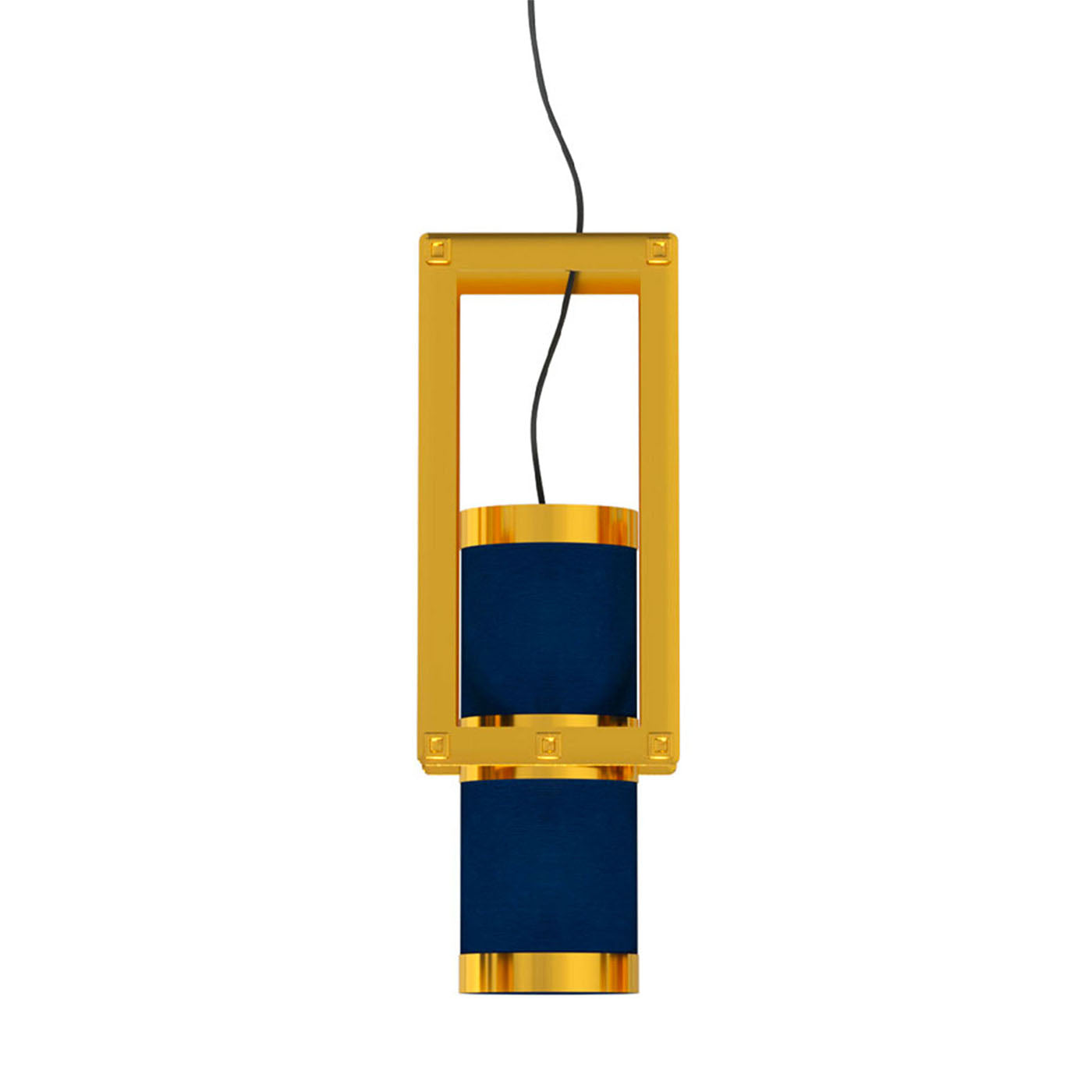 Cylinder Blue & Gold Pendant Lamp - Main view