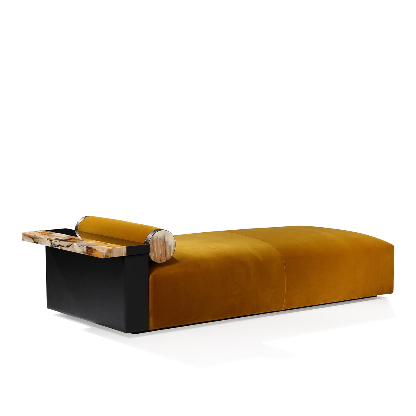 Egon Gelber Samt mit Leder und Horn Details Chaise Lounge - Alternative Ansicht 3