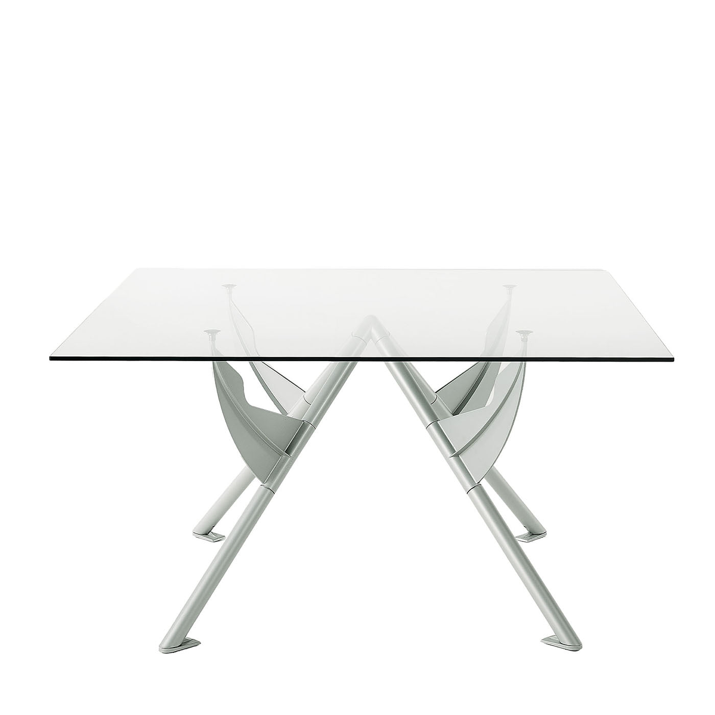 President M Polished Aluminum and Glass Dining Table - Main view