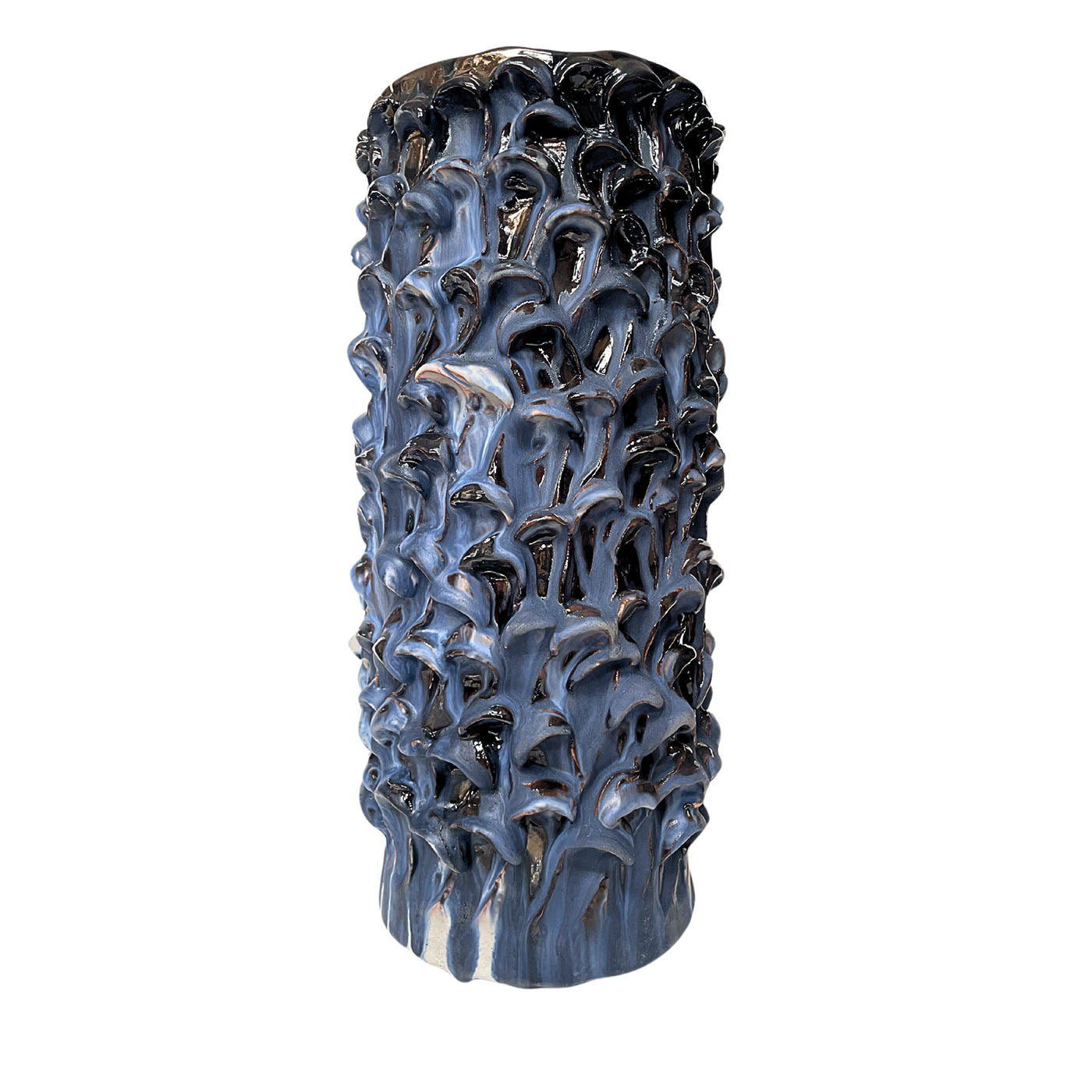 Vase cylindrique bleu et noir - Vue principale
