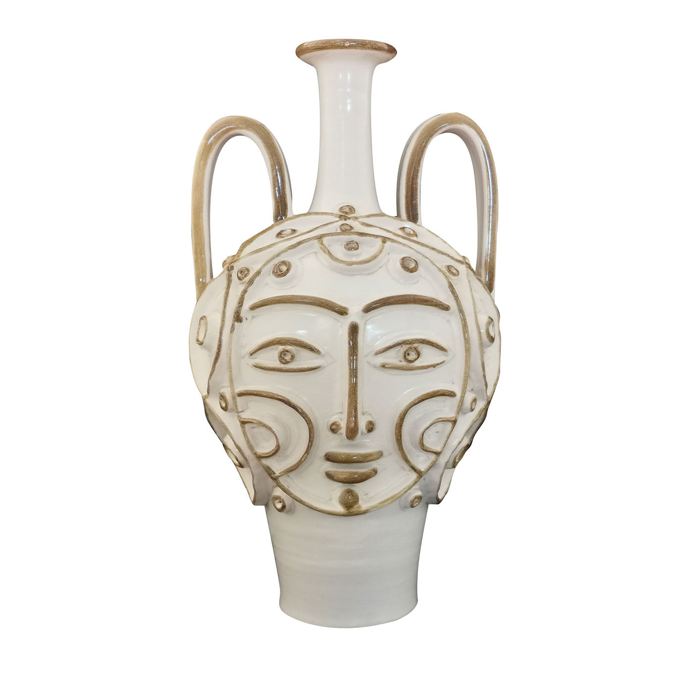 Vase amphore blanc anthropomorphe - Vue principale
