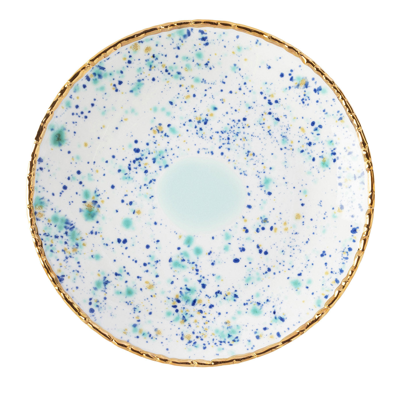 Set of 2 Blue Marble Turquoise Dessert Plates with Crackled Rim - Main view