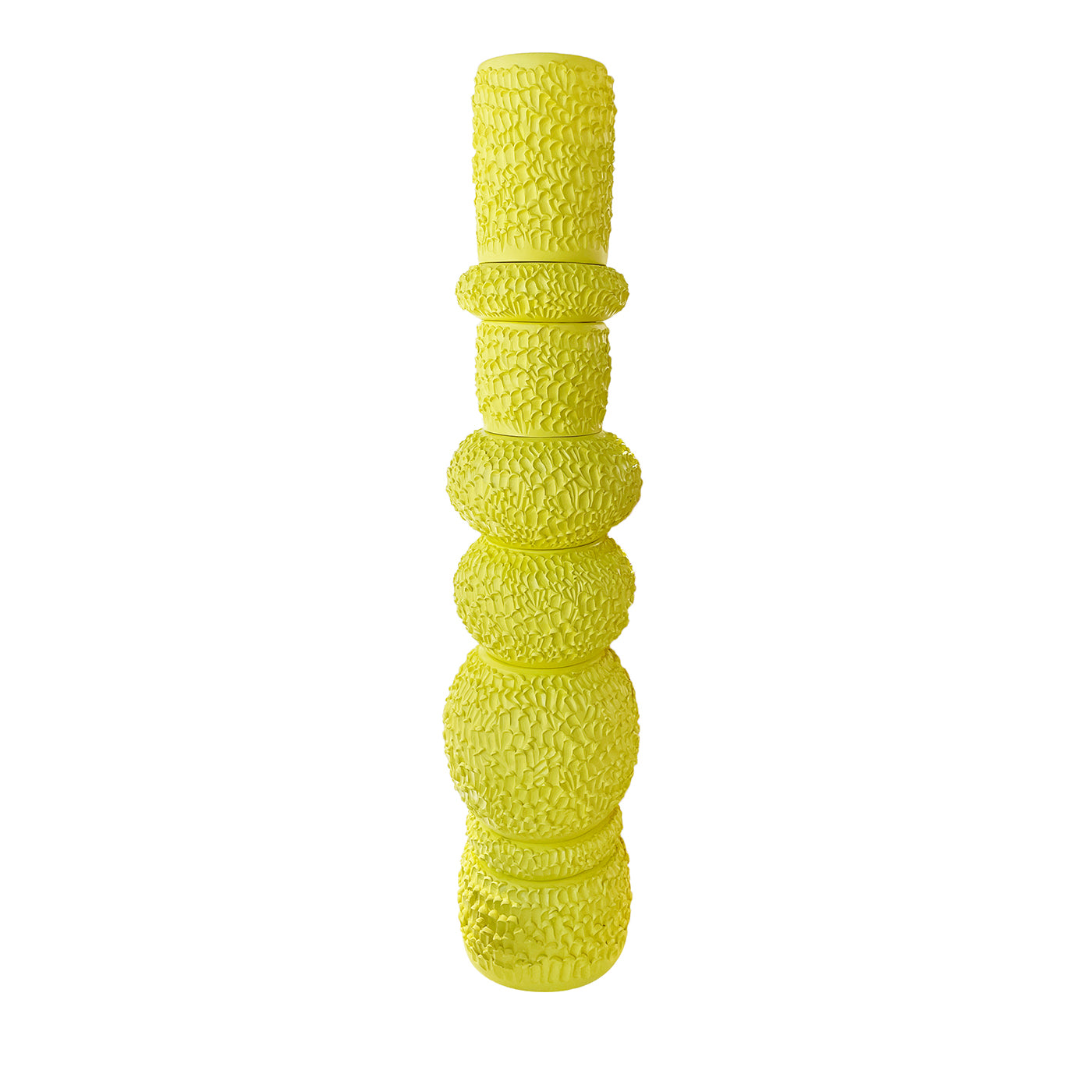 Onda Series Paris Daisy Yellow Ceramic Sculpture Column - Main view