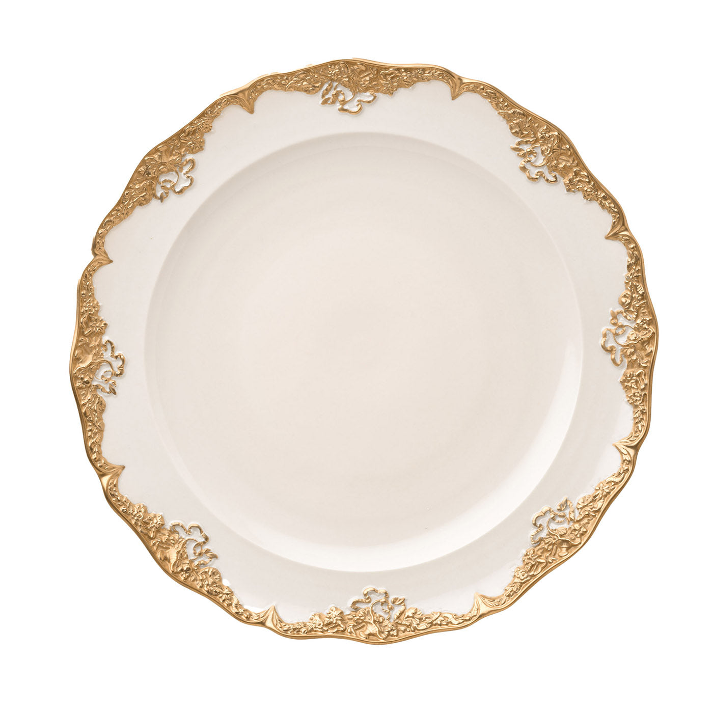 Irene - Lot de 2 assiettes plates blanches et dorées - Vue principale