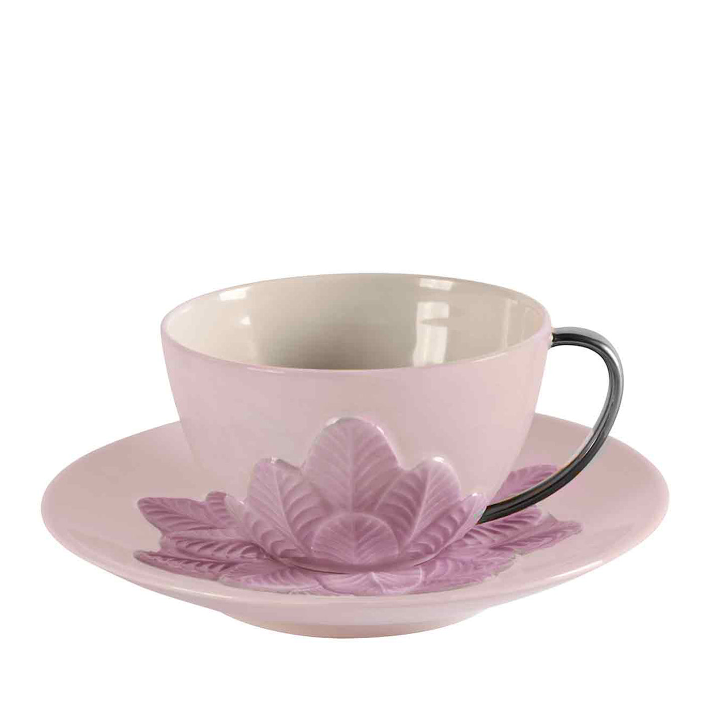 PEACOCK TEA CUP - PINK AND SILVER - Main view