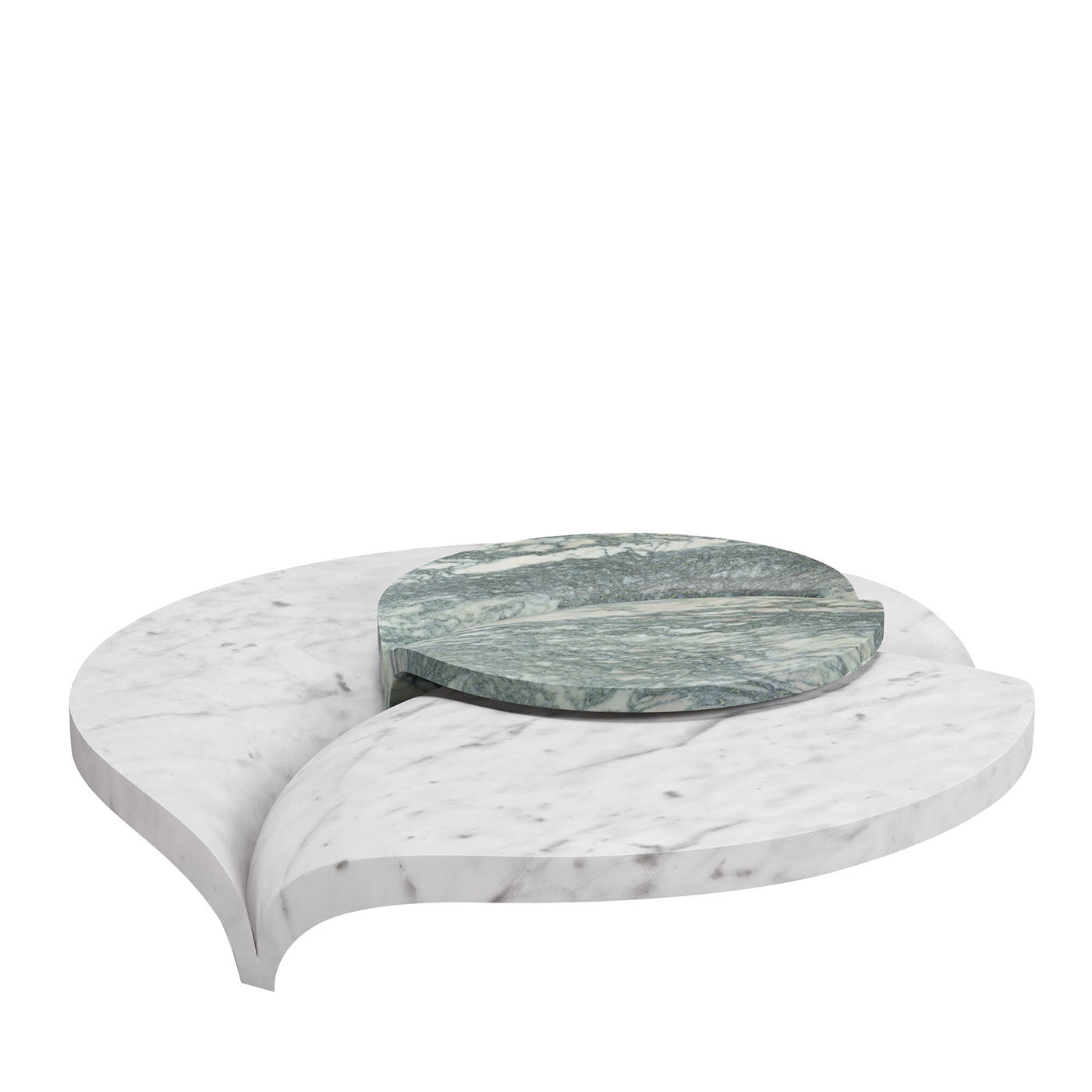 Table Luna en Luana vert et marbre de Carrare blanc - Vue principale