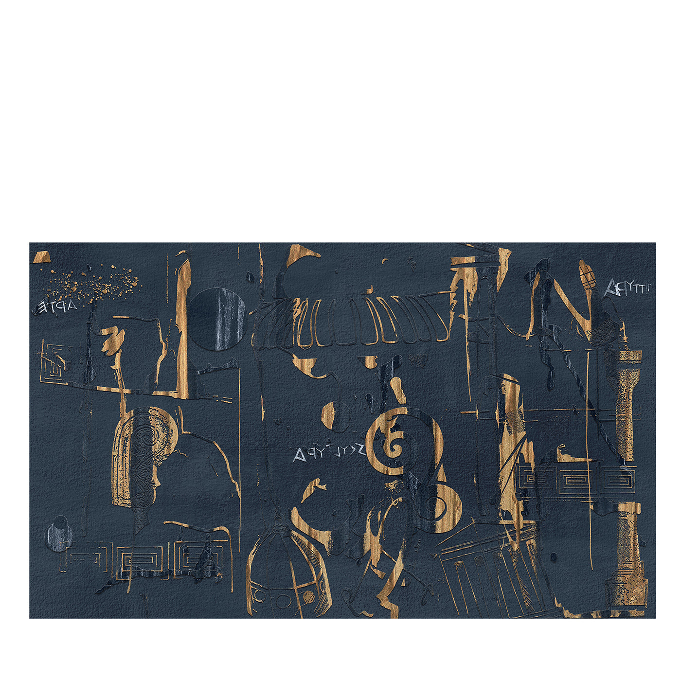 Papier peint texturé de décoration grecque bleu  - Vue principale
