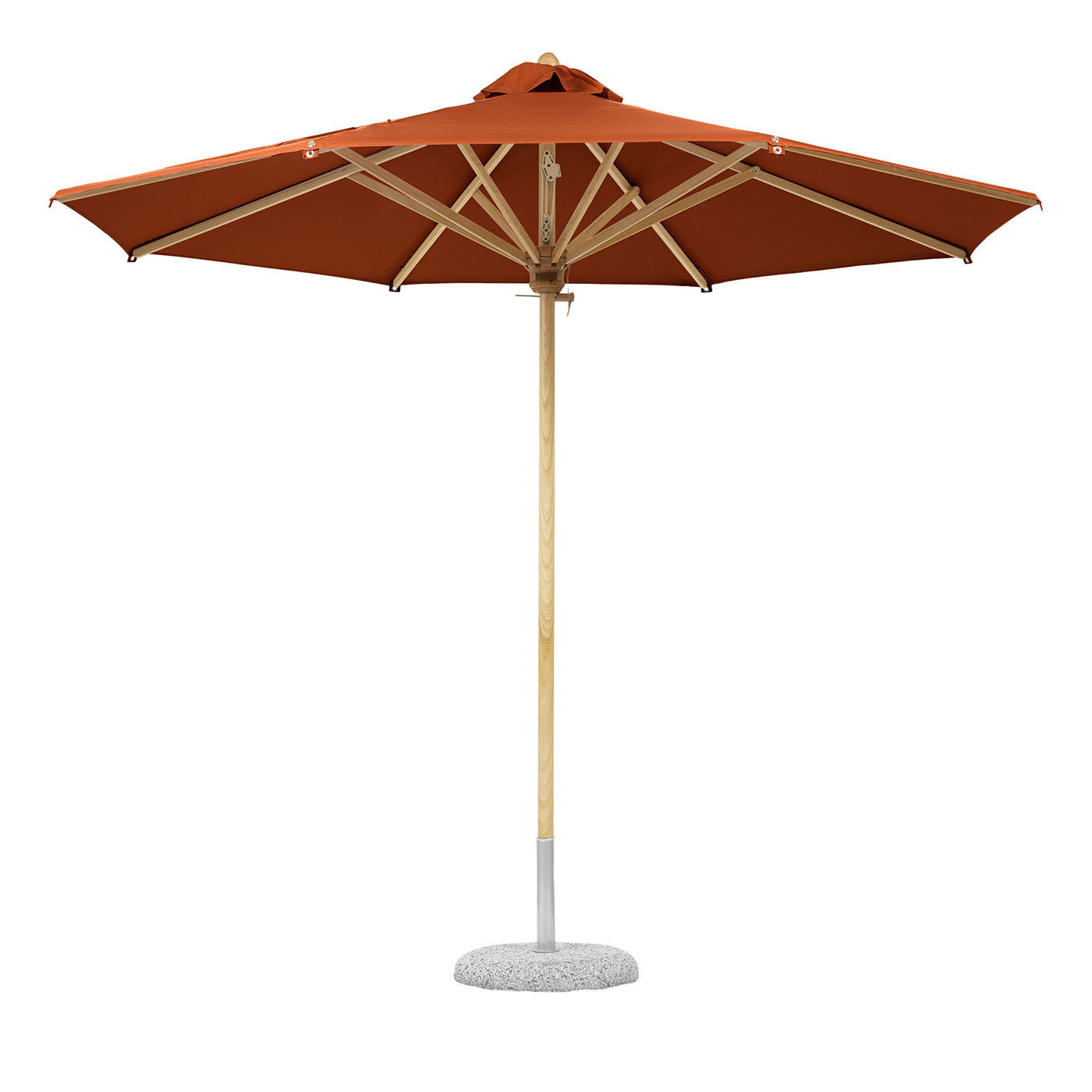 Parapluie d'extérieur rond en terre cuite rouge - Vue principale