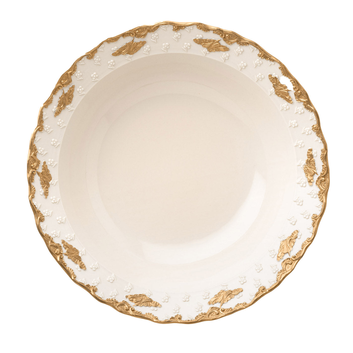 Lucia Set of 2 White & Gold Salad Bowls - Main view