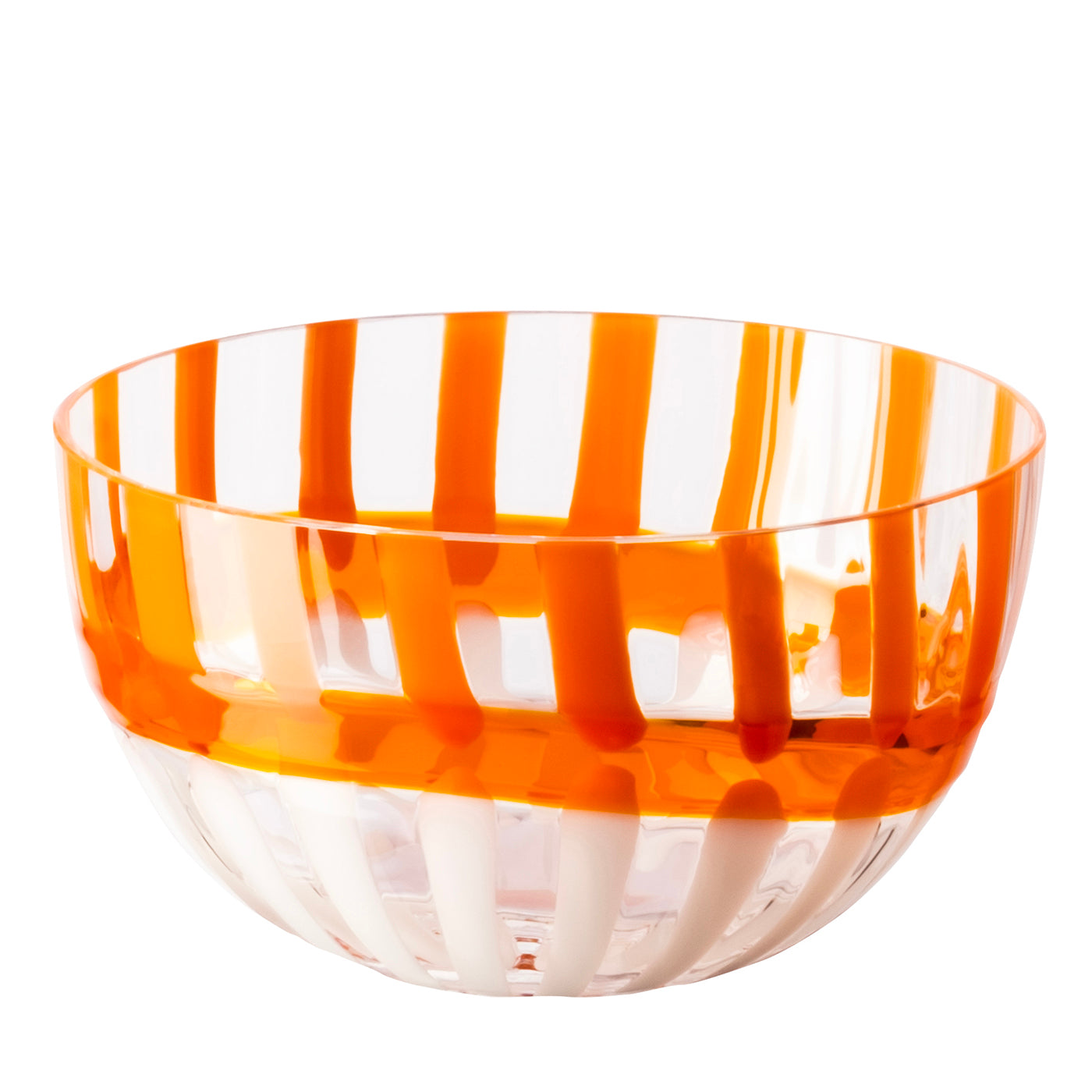 Le Diverse White&Orange Striped Bowl by Carlo Moretti - Main view