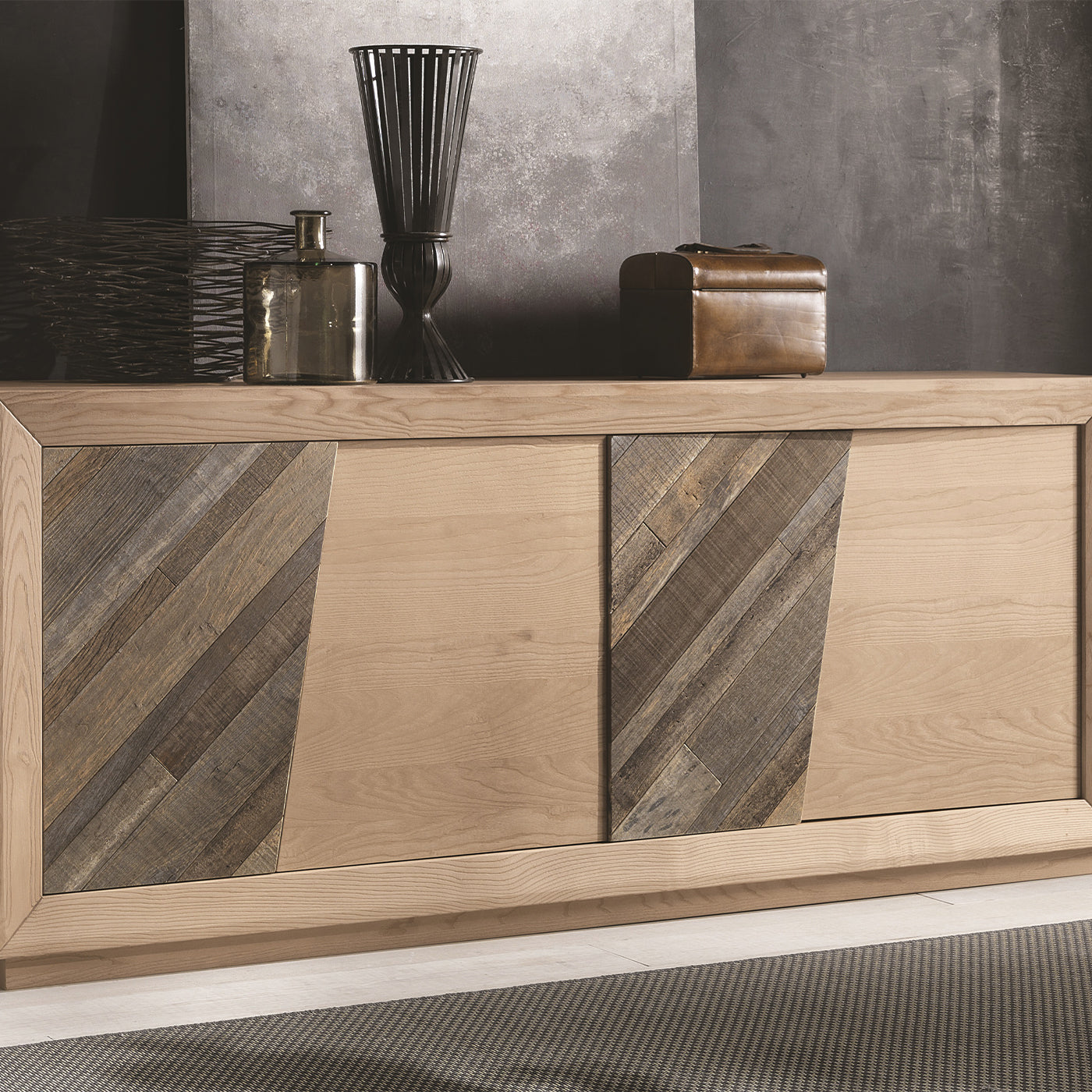 4-Door Ash Sideboard with Old Wood Inserts - Alternative view 1