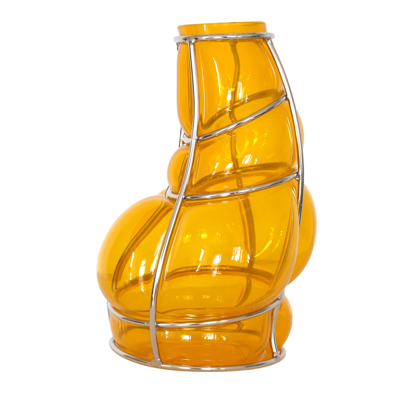 Grapefruit Yellow Babà Vase in Murano Glass - Main view