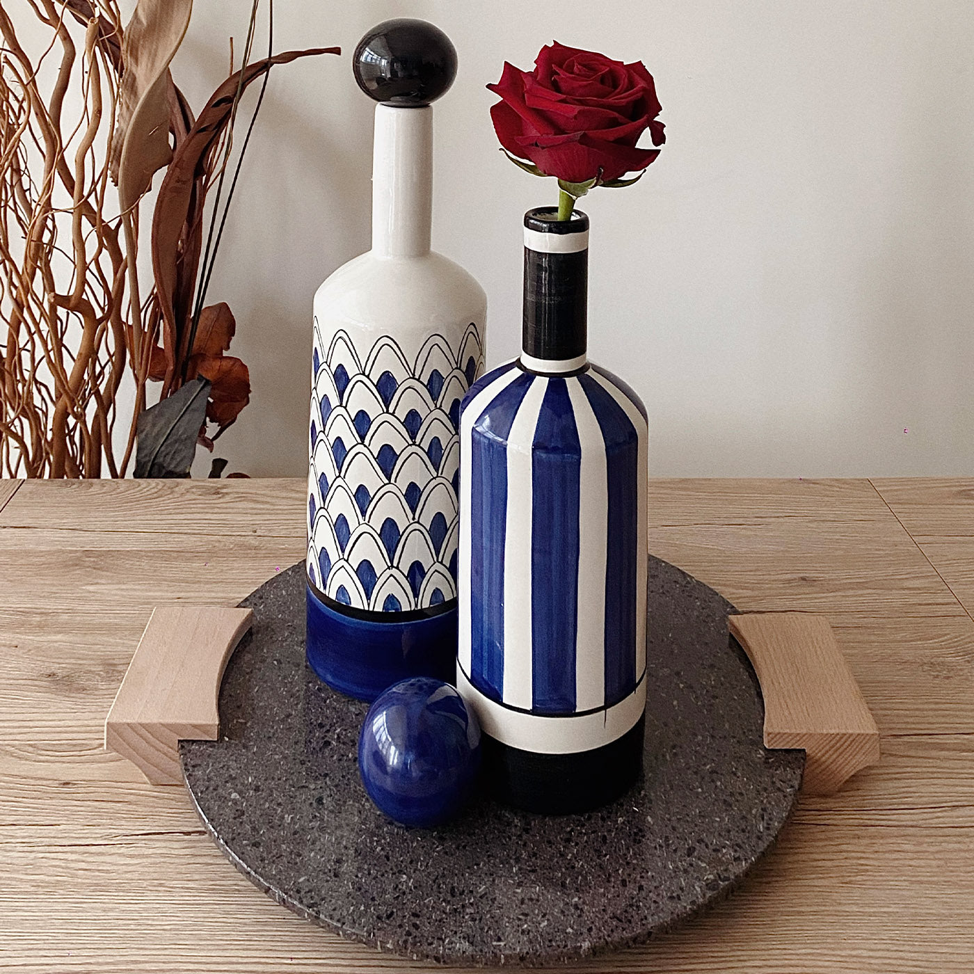Demetra Decorative Blue Bottle with Lid - Alternative view 3