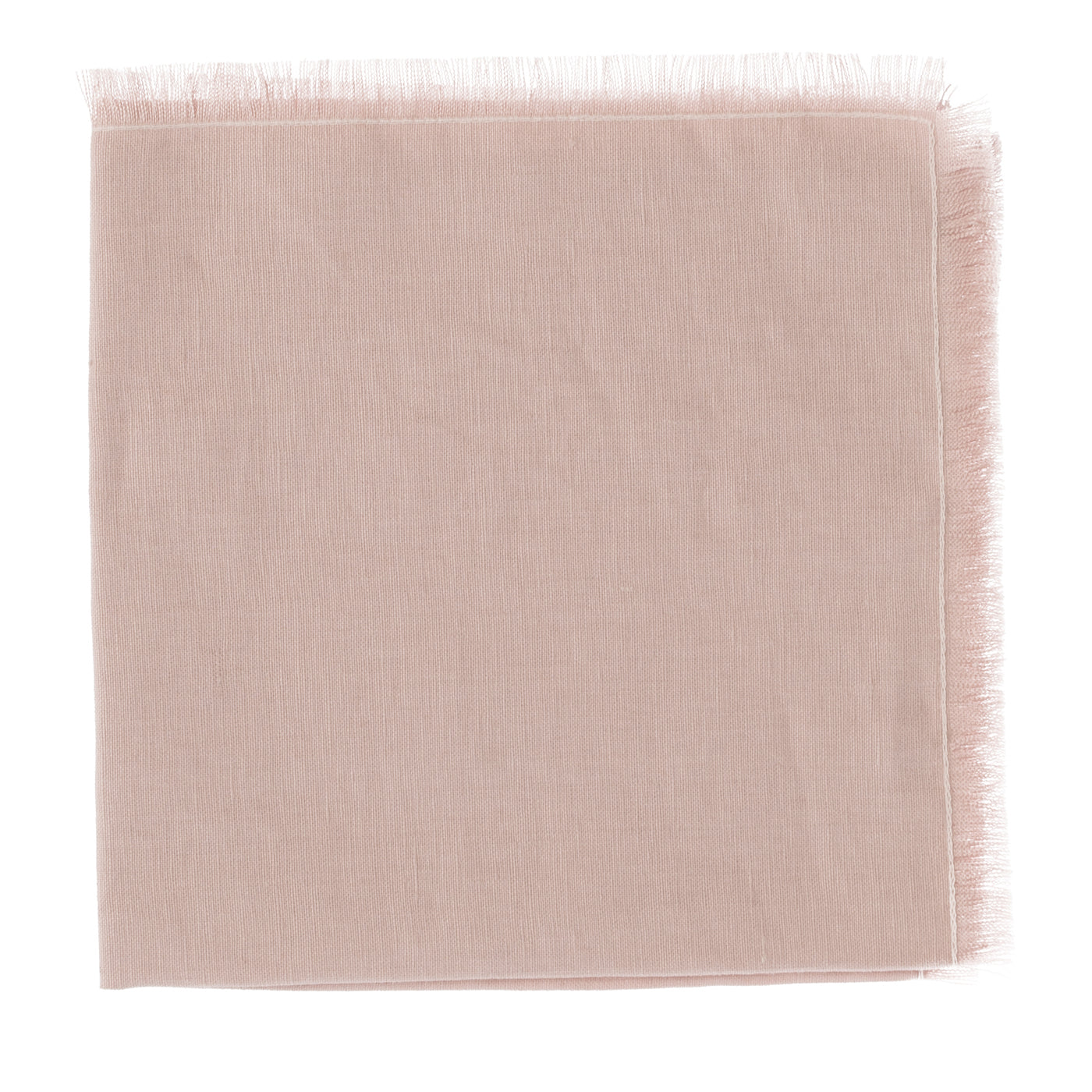  Set of 4 Luxury Hand-Fringed Silver-Pink Pure Linen Napkins - Main view